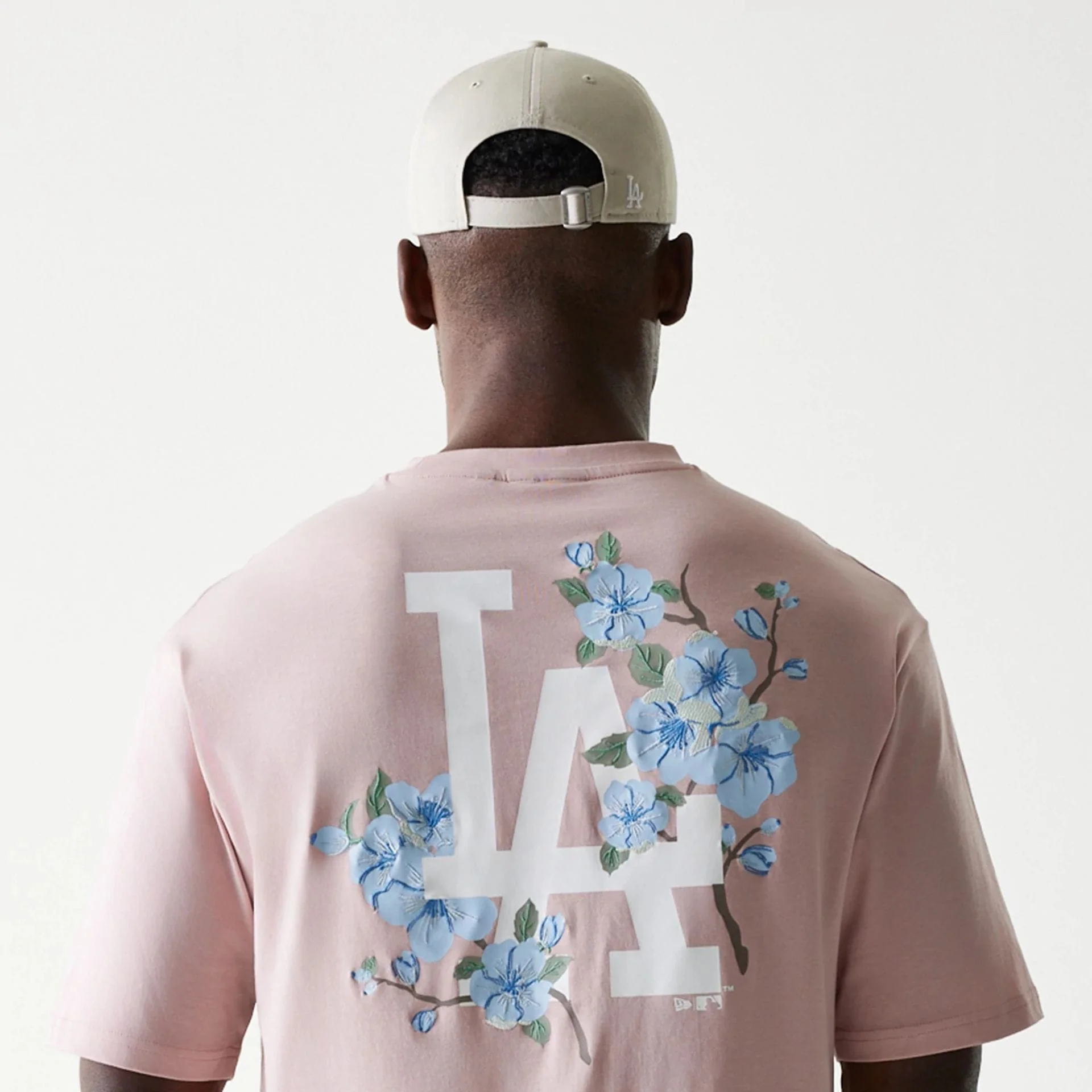 LA Dodgers MLB Floral Pastel Pink Oversized T-Shirt - Image 6