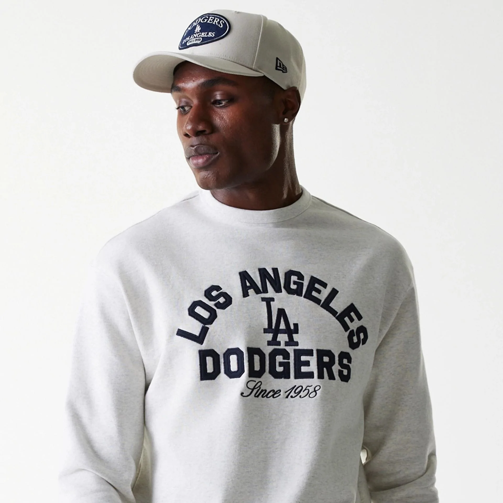 LA Dodgers MLB Heritage Pastel Grey Oversized Crew Neck Sweater - Image 5