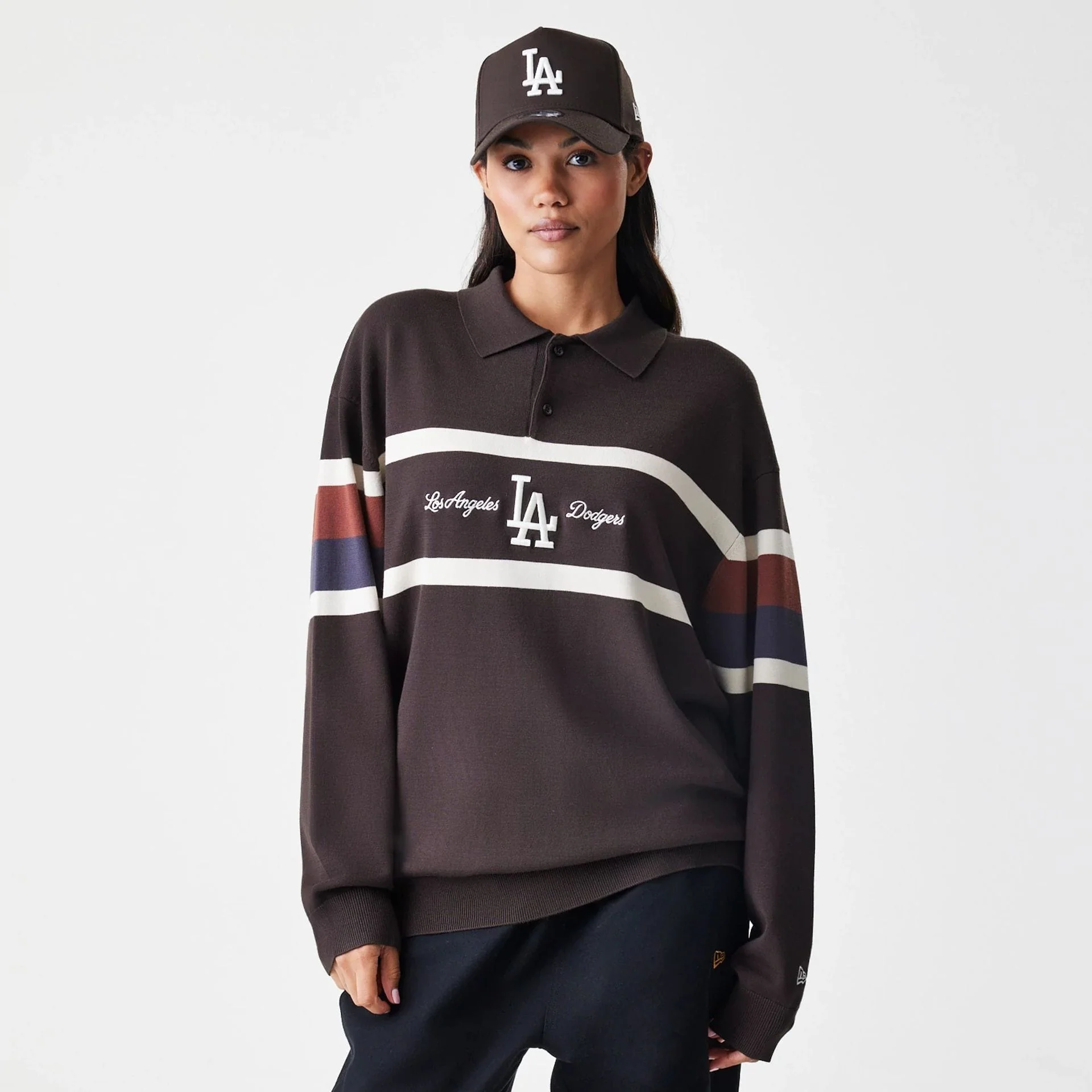 LA Dodgers MLB Knit Brown Rugby Shirt - Image 4