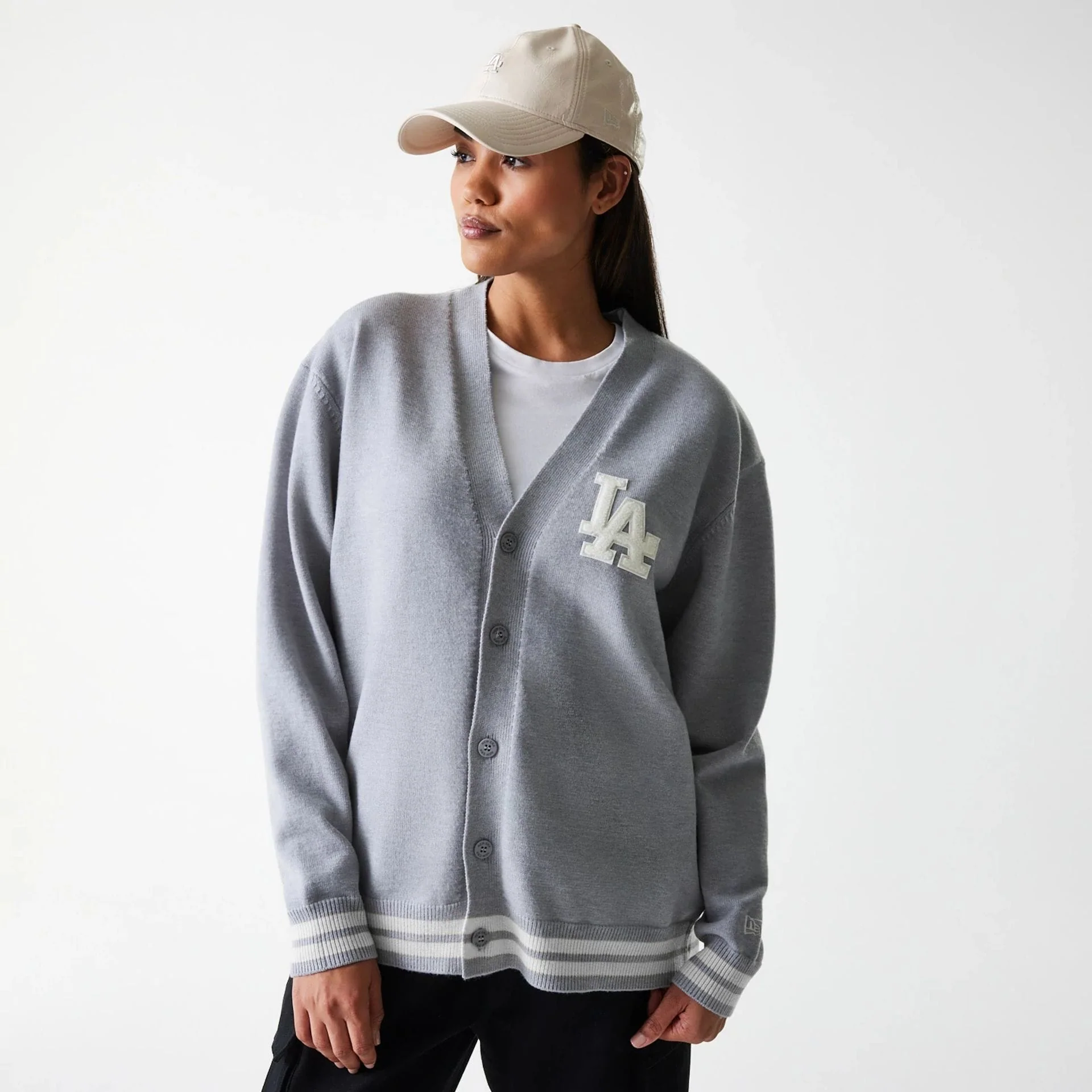 LA Dodgers MLB Knit Grey Cardigan - Image 4