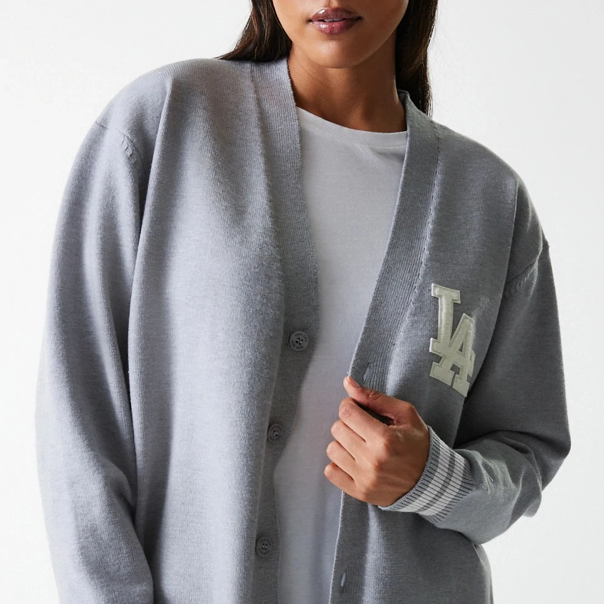 LA Dodgers MLB Knit Grey Cardigan - Image 5