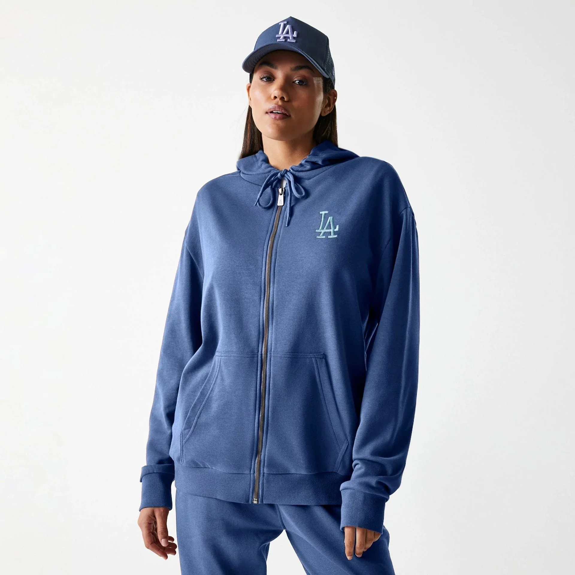 LA Dodgers MLB Midi League Essential Dark Blue Oversized Full Zip Hoodie - Image 4