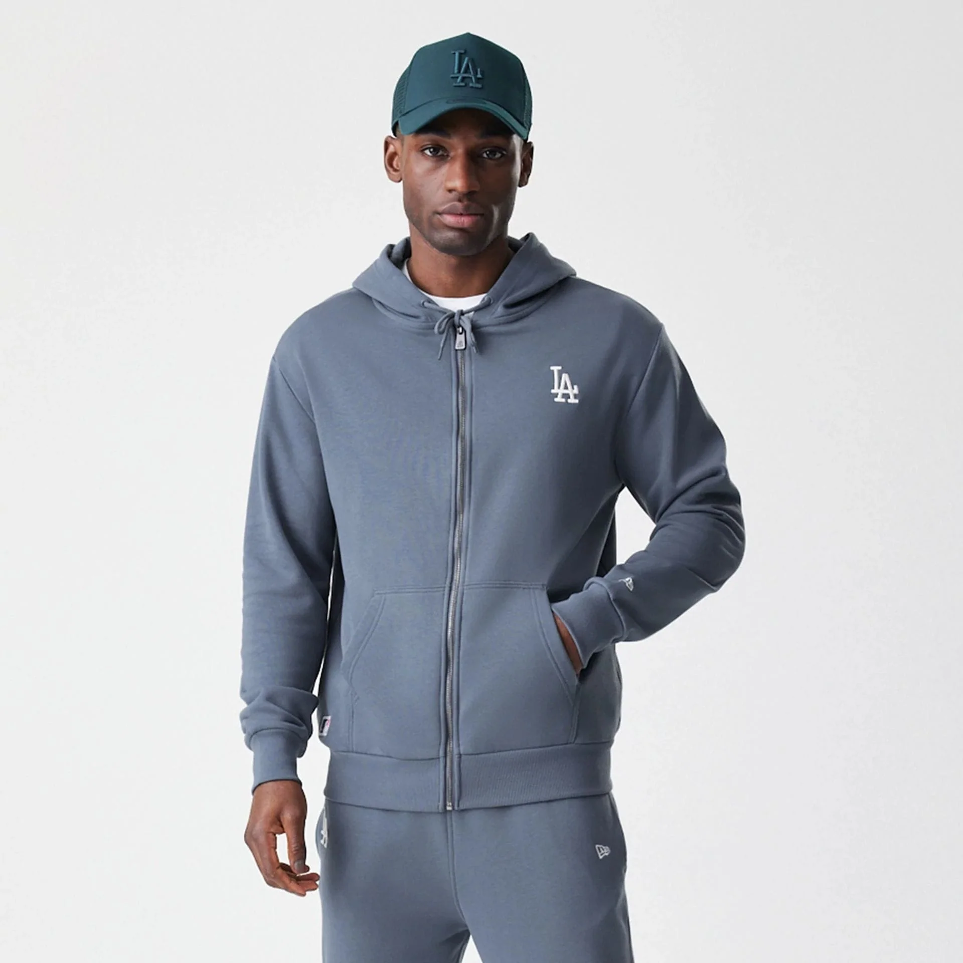 LA Dodgers MLB Midi League Essential Dark Grey Full Zip Hoodie - Image 7