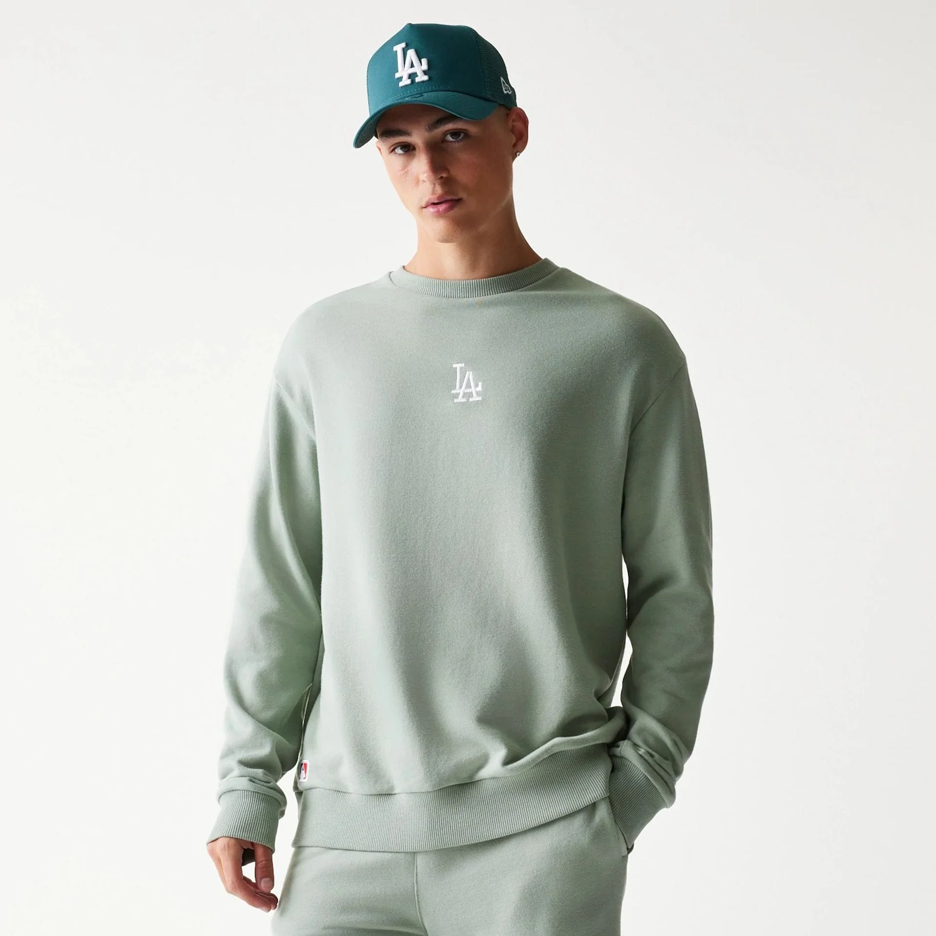 LA Dodgers MLB Midi Pastel Green Oversized Crew Neck Sweater - Image 3