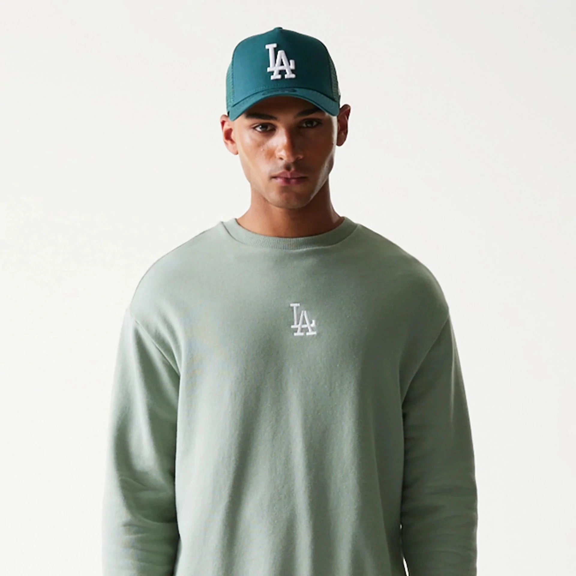 LA Dodgers MLB Midi Pastel Green Oversized Crew Neck Sweater - Image 3