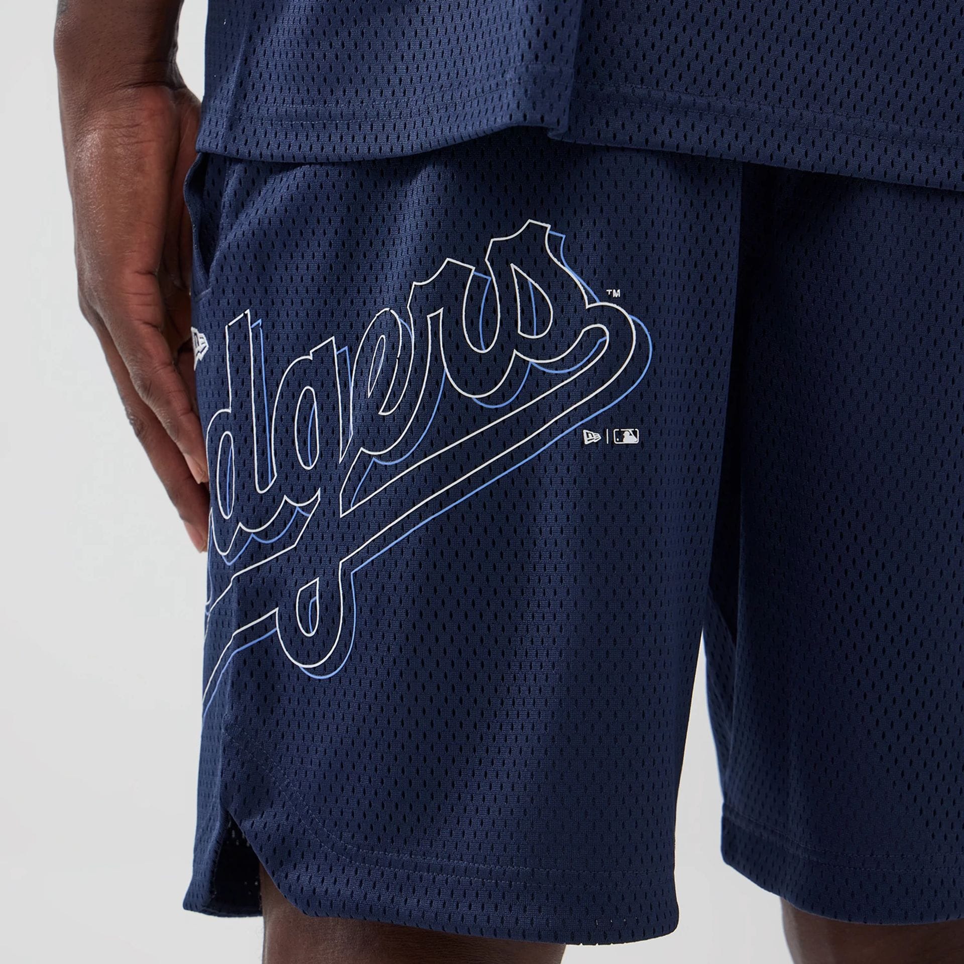 LA Dodgers MLB Mix League Blue Oversized Mesh Shorts - Image 2
