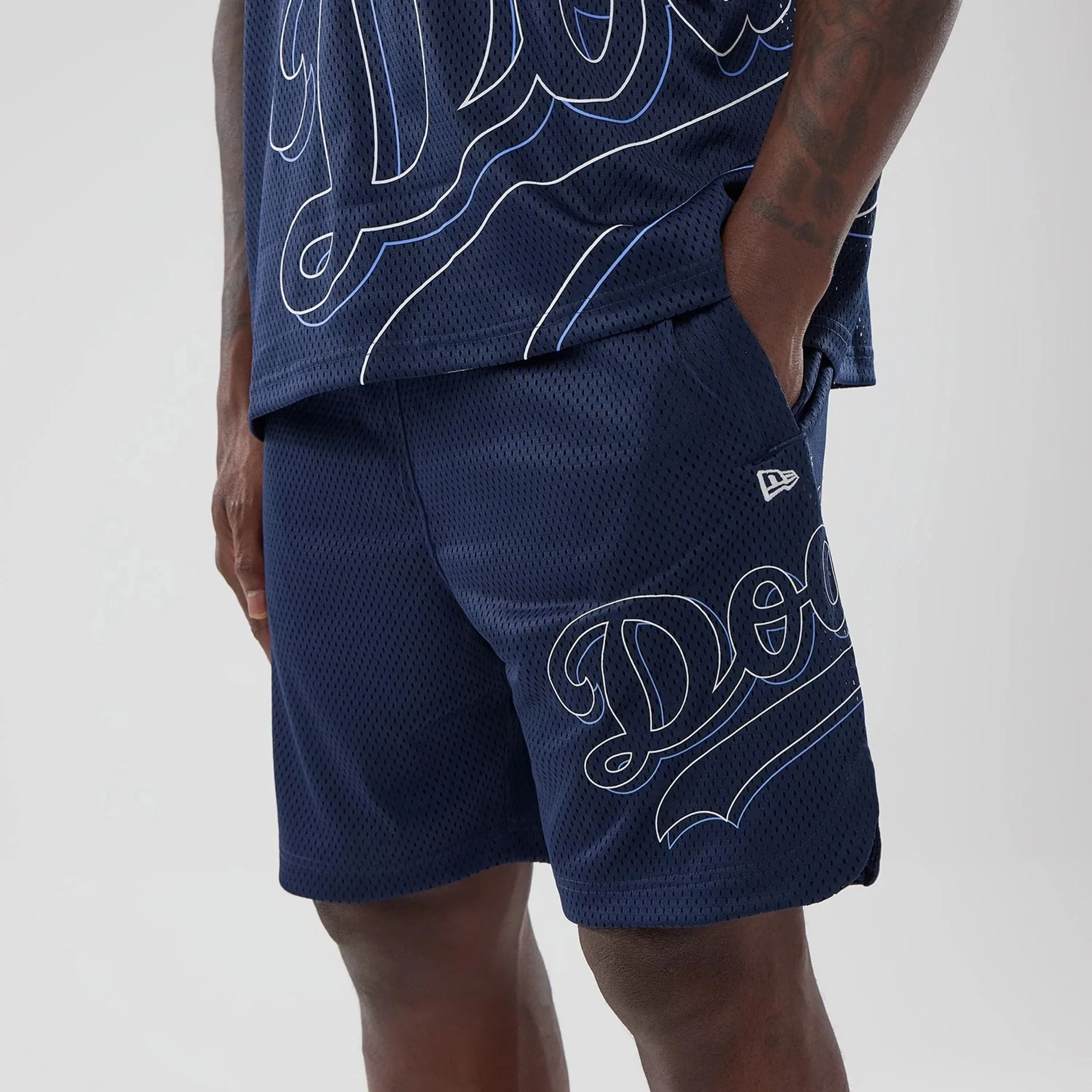 LA Dodgers MLB Mix League Blue Oversized Mesh Shorts - Image 3
