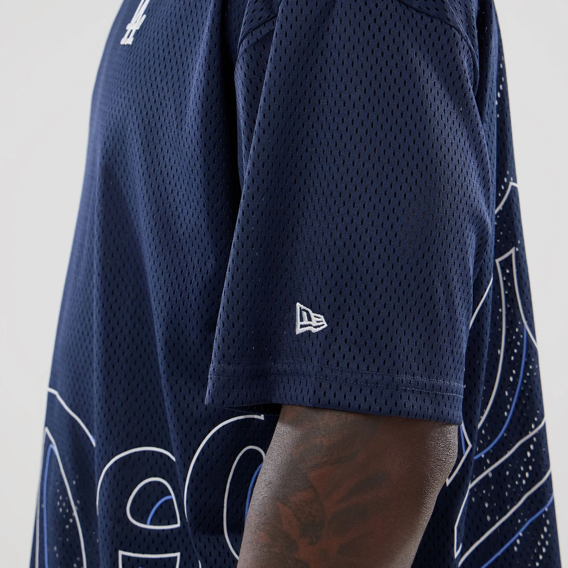 LA Dodgers MLB Mix League Blue Oversized Mesh T-Shirt - Image 5