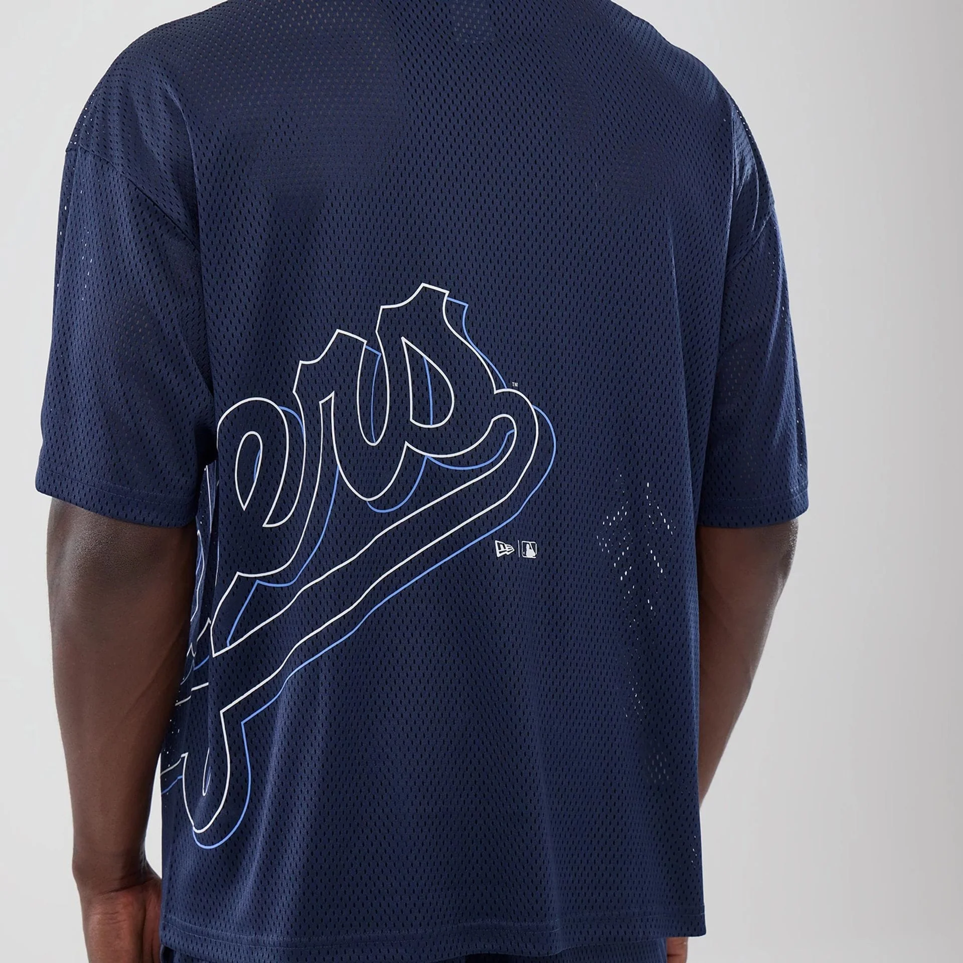 LA Dodgers MLB Mix League Blue Oversized Mesh T-Shirt - Image 7