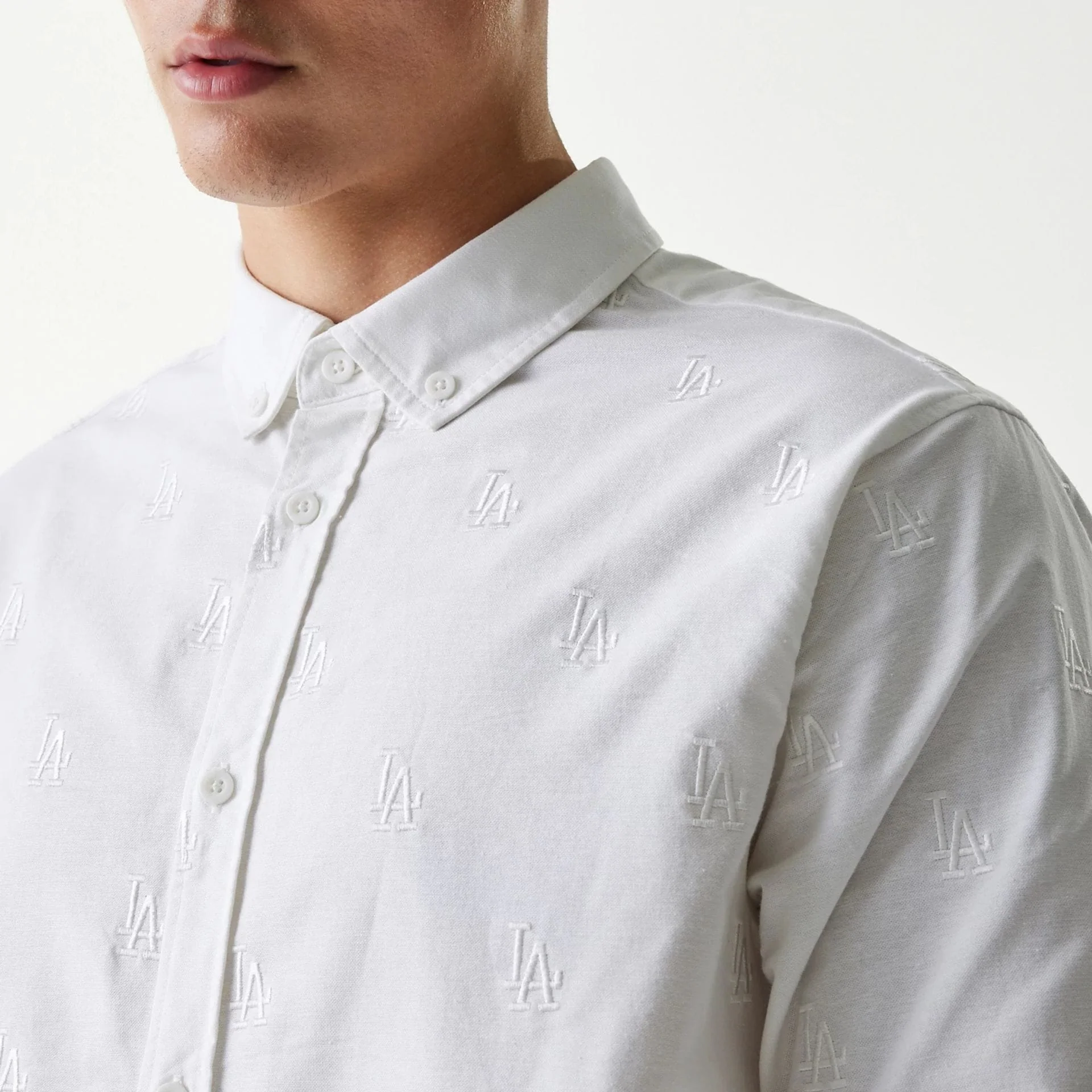 LA Dodgers MLB Monogram White Long Sleeve Shirt - Image 3