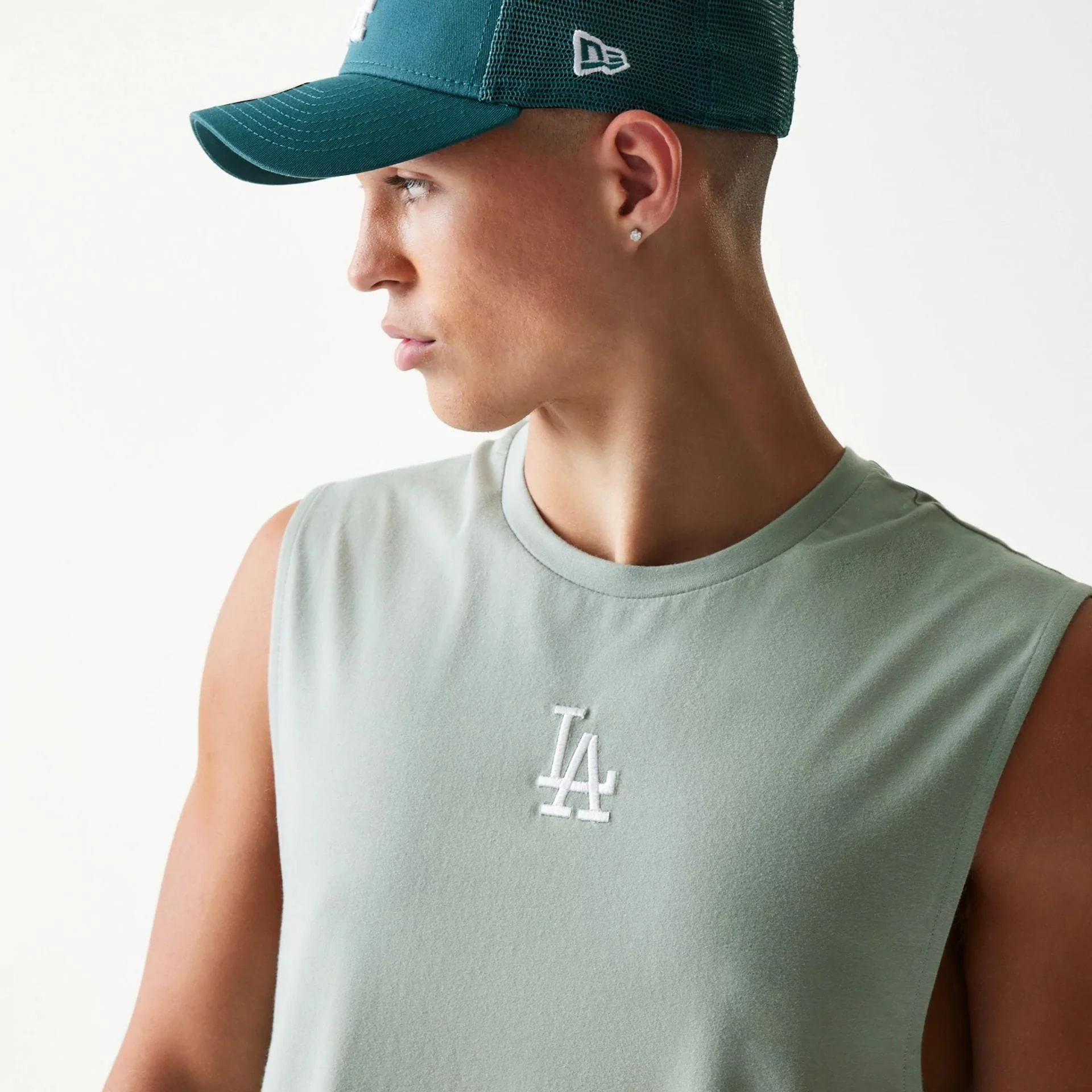 LA Dodgers MLB Pastel Green Sleeveless T-Shirt - Image 4