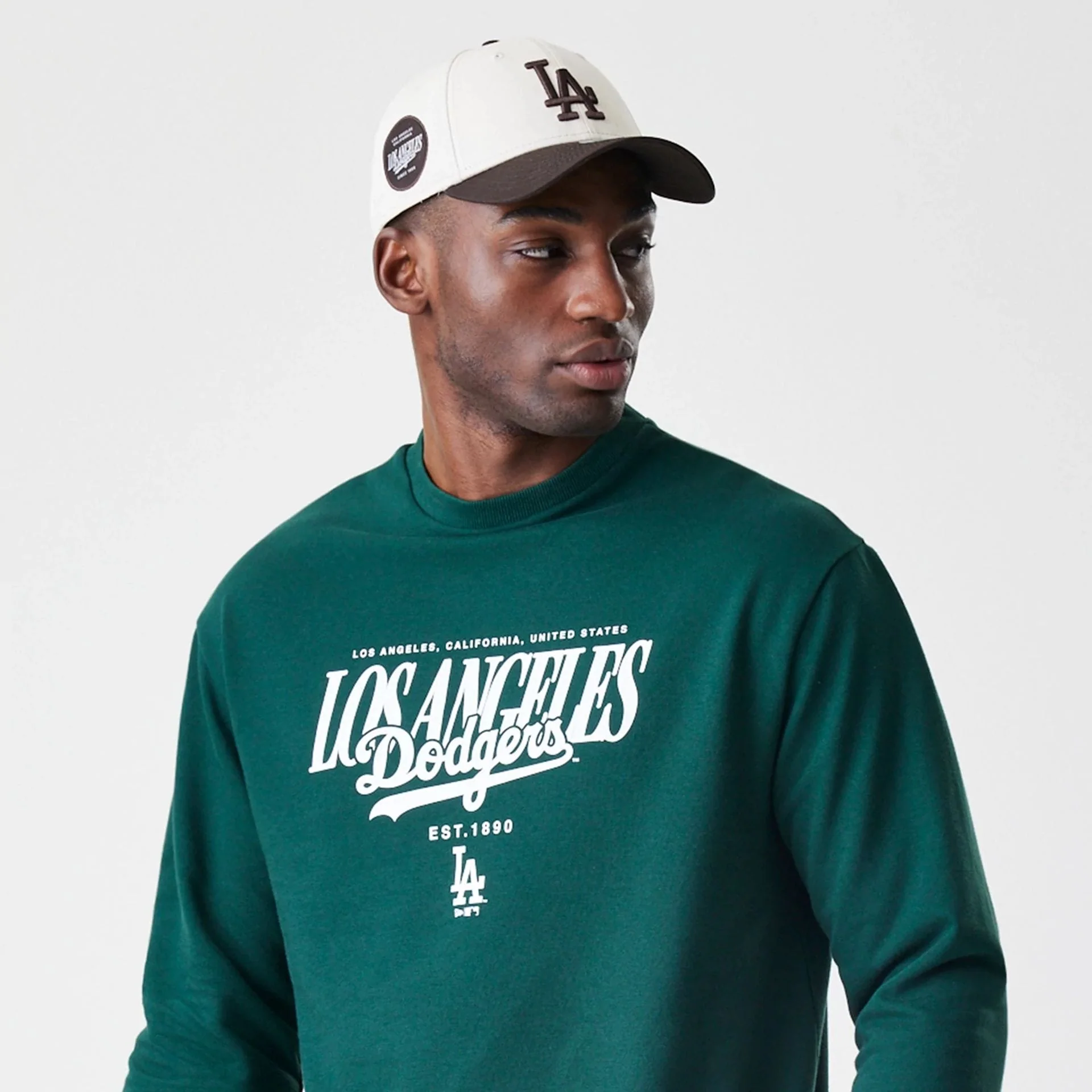 LA Dodgers MLB Script Dark Green Crew Neck Sweater - Image 6