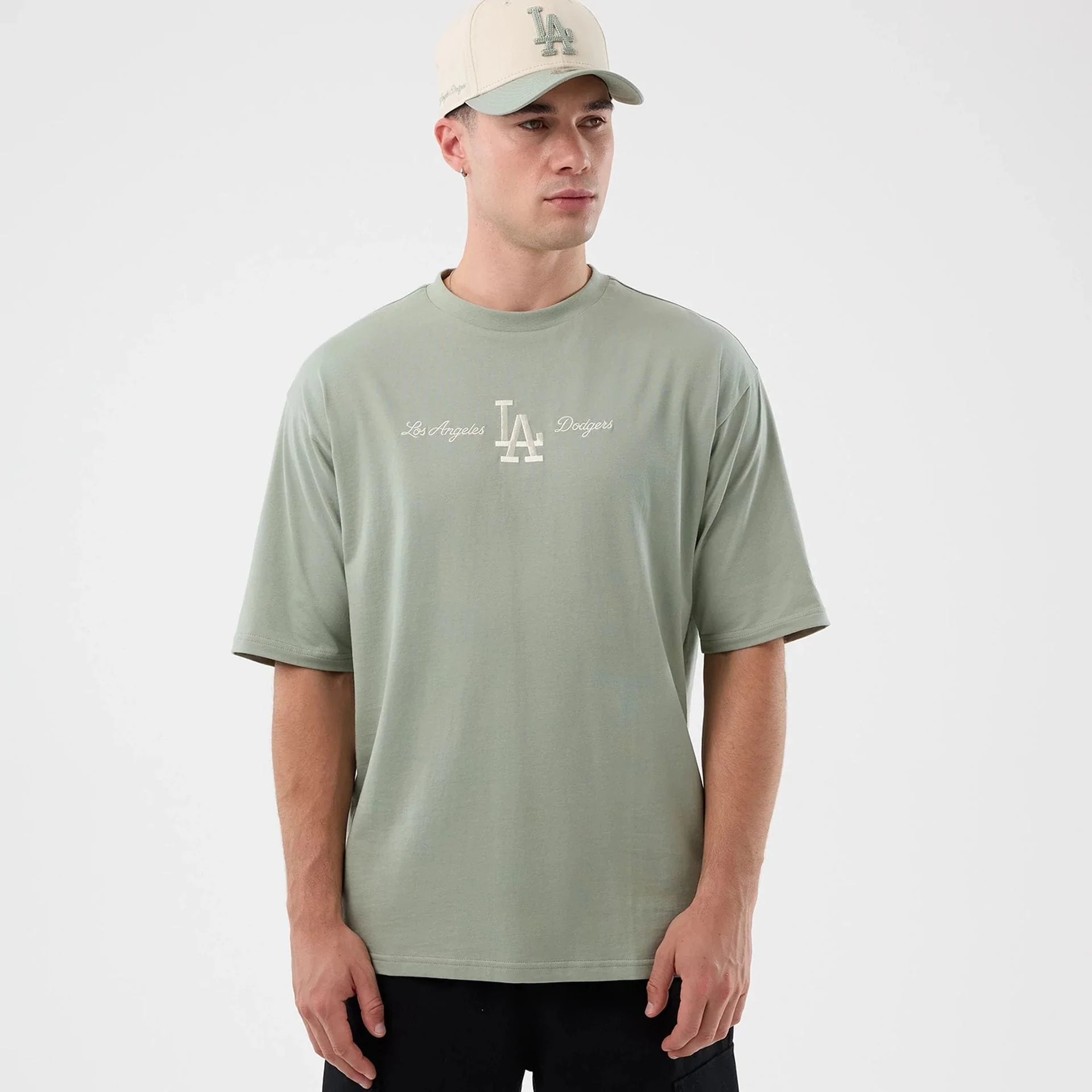 LA Dodgers MLB Script Pastel Green Oversized T-Shirt - Image 3