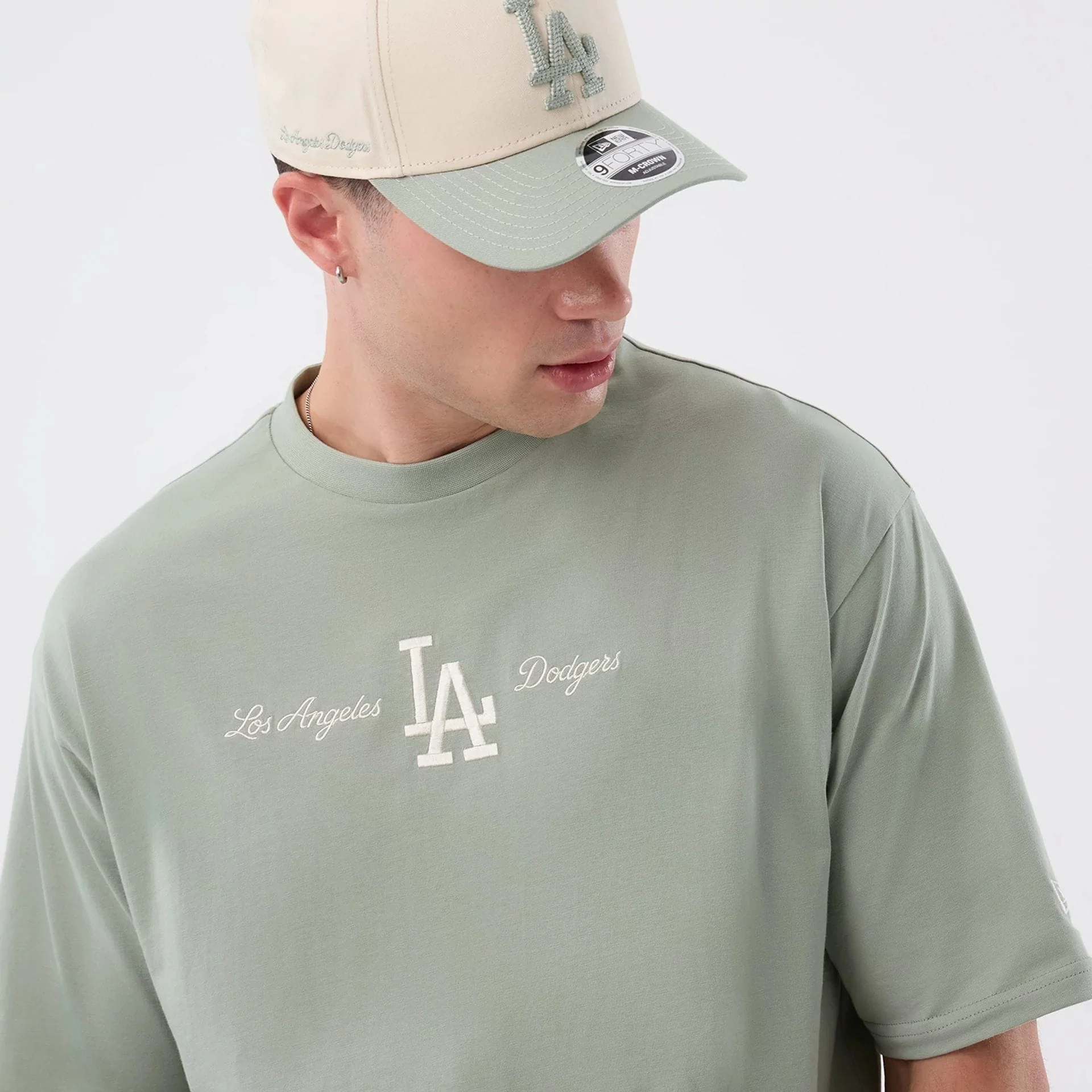 LA Dodgers MLB Script Pastel Green Oversized T-Shirt - Image 5