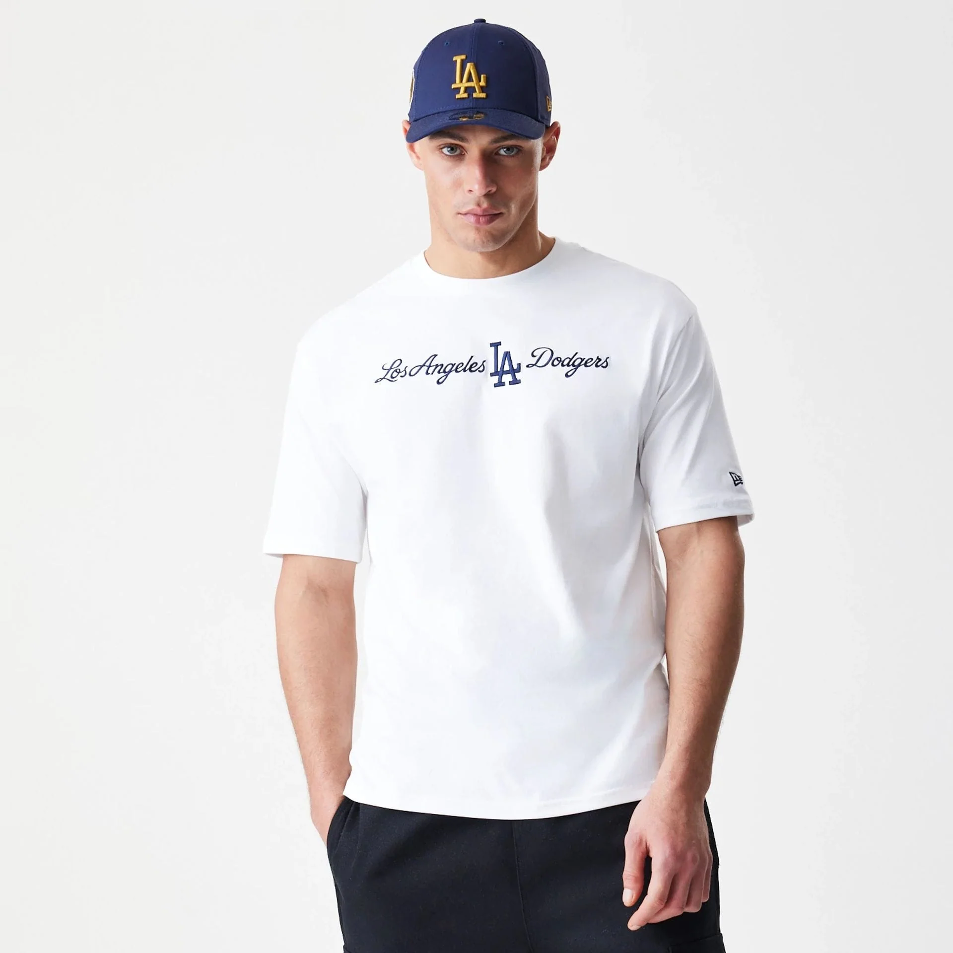 LA Dodgers MLB Script White Oversized T-Shirt - Image 3