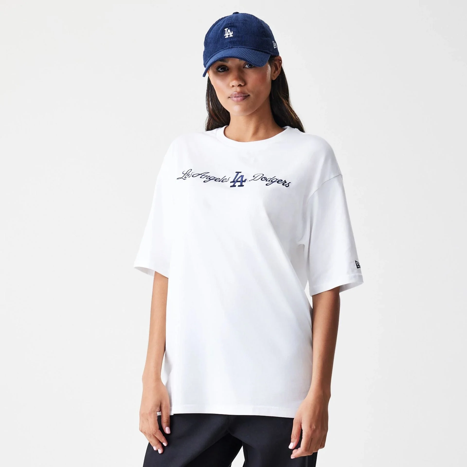 LA Dodgers MLB Script White Oversized T-Shirt - Image 4