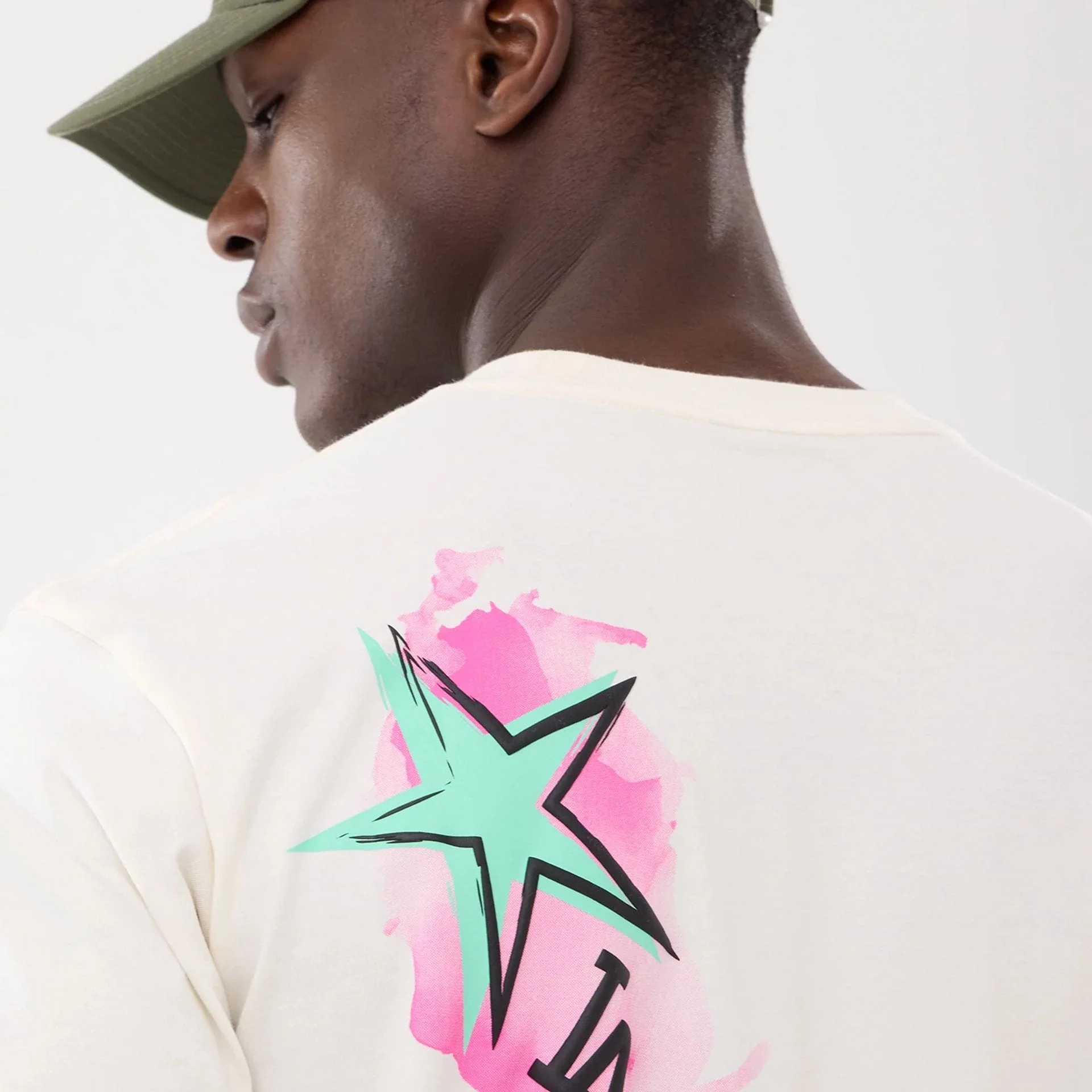 LA Dodgers MLB Street Art Graphic Light Beige T-Shirt - Image 6