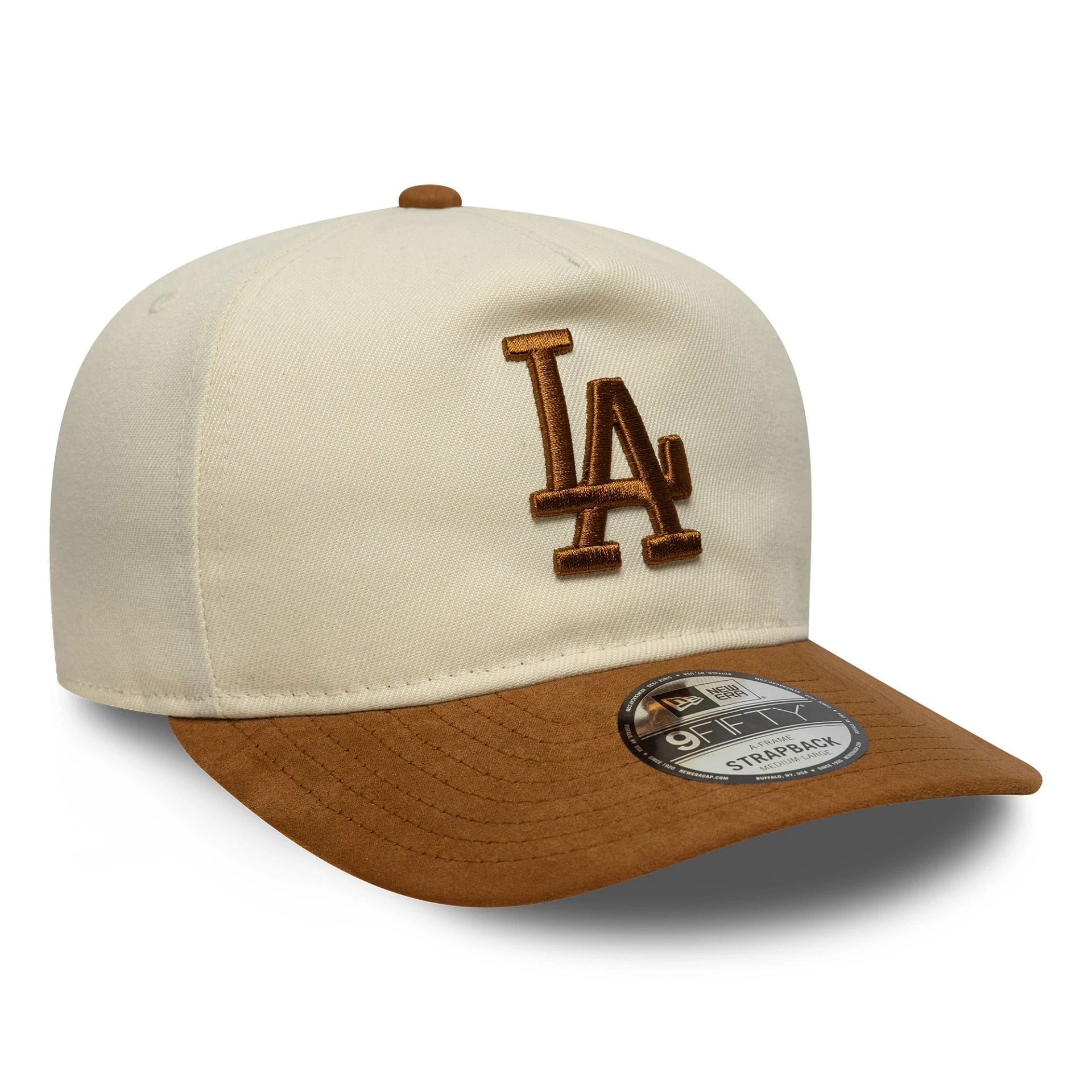 LA Dodgers MLB Suede Visor Light Beige 9FIFTY A-Frame Snapback Cap - Image 3