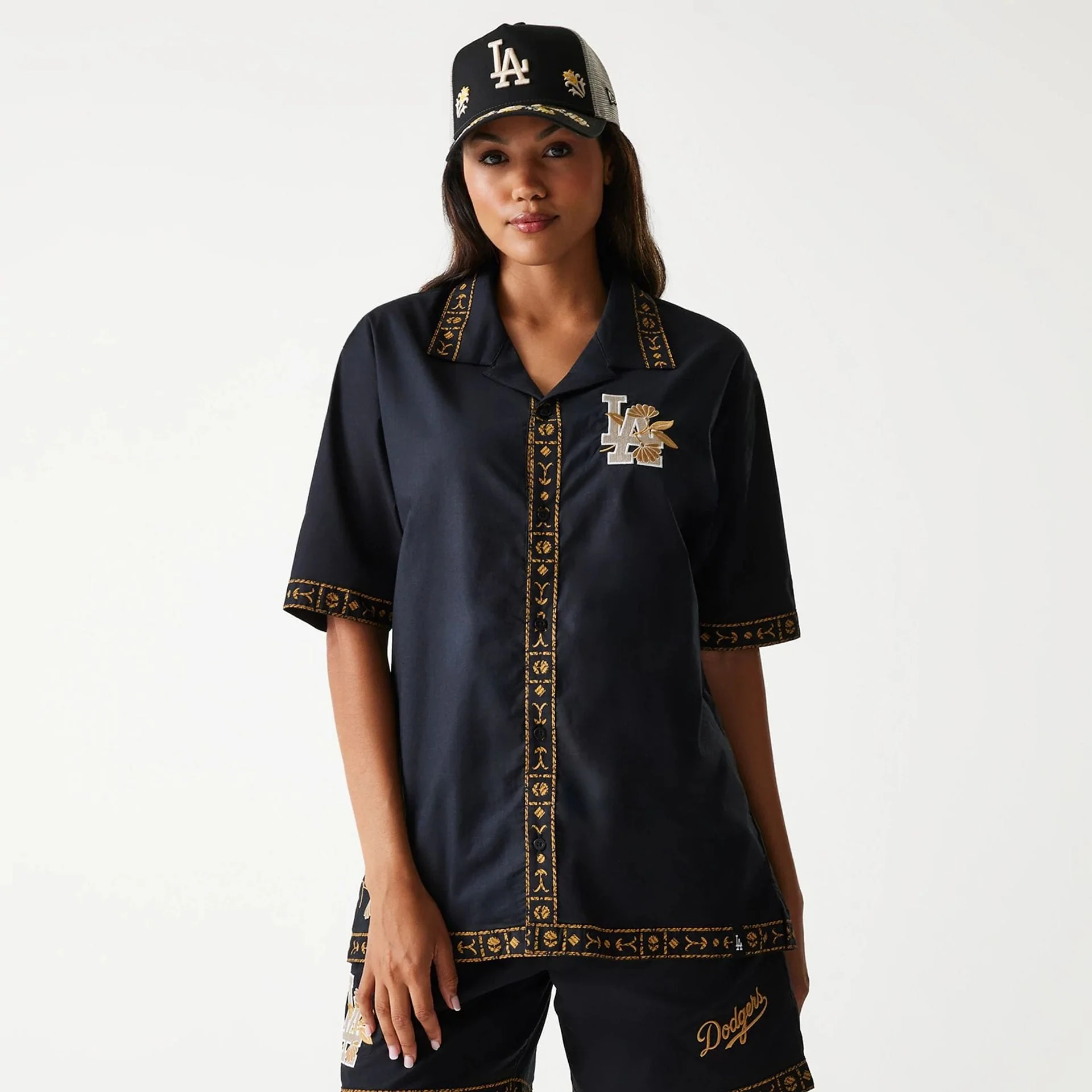LA Dodgers MLB Taping Black Short Sleeve Shirt - Image 4