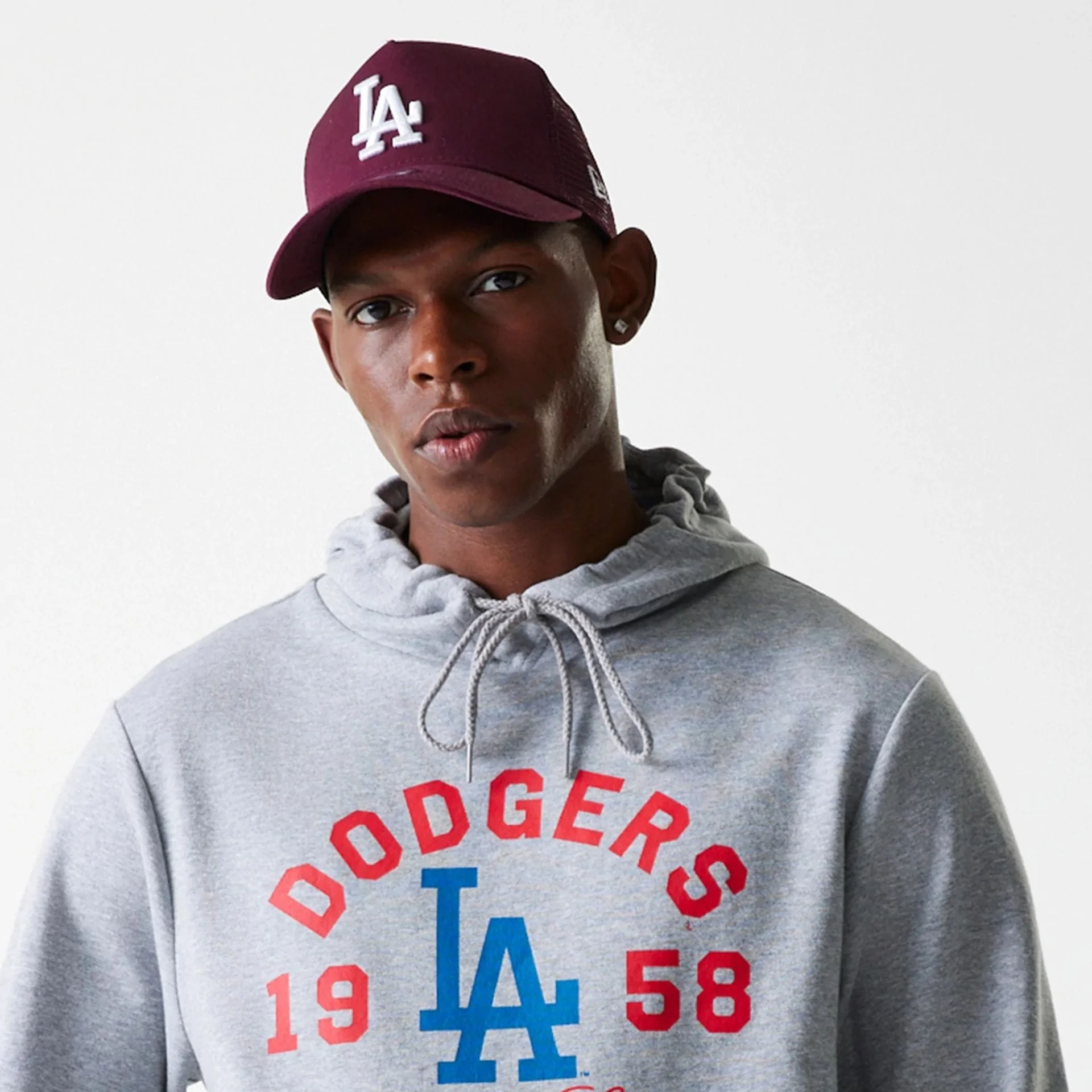 LA Dodgers MLB Wordmark Grey Pullover Hoodie - Image 6