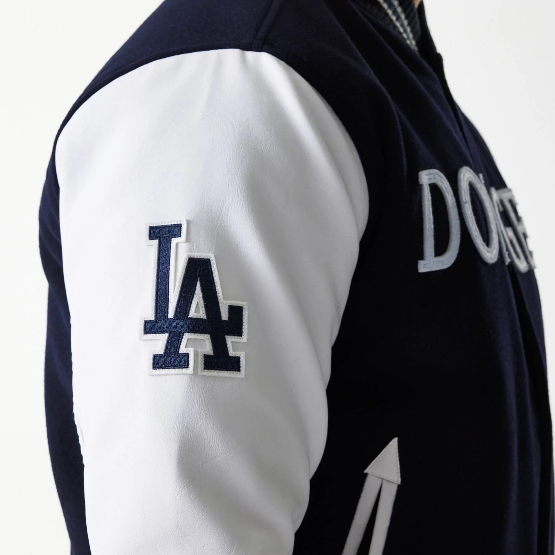 LA Dodgers MLB Wordmark Navy Varsity Jacket - Image 4
