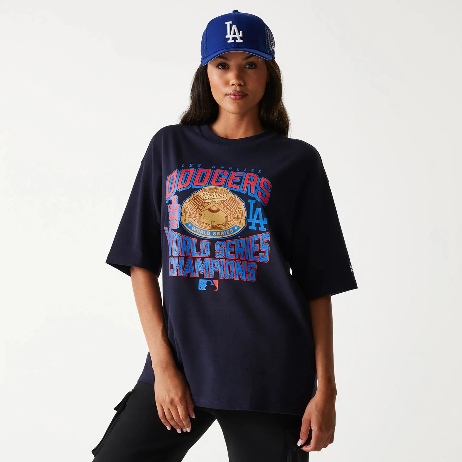 LA Dodgers MLB World Series Navy Oversized T-Shirt - Image 4