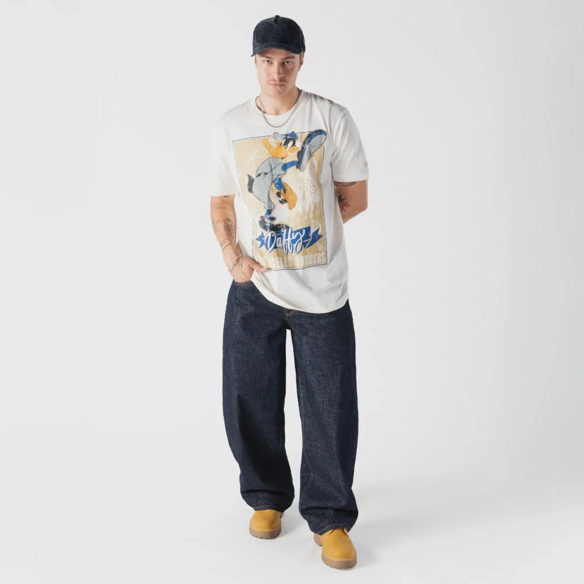 LA Dodgers MLB X Looney Tunes Cream T-Shirt - Image 5