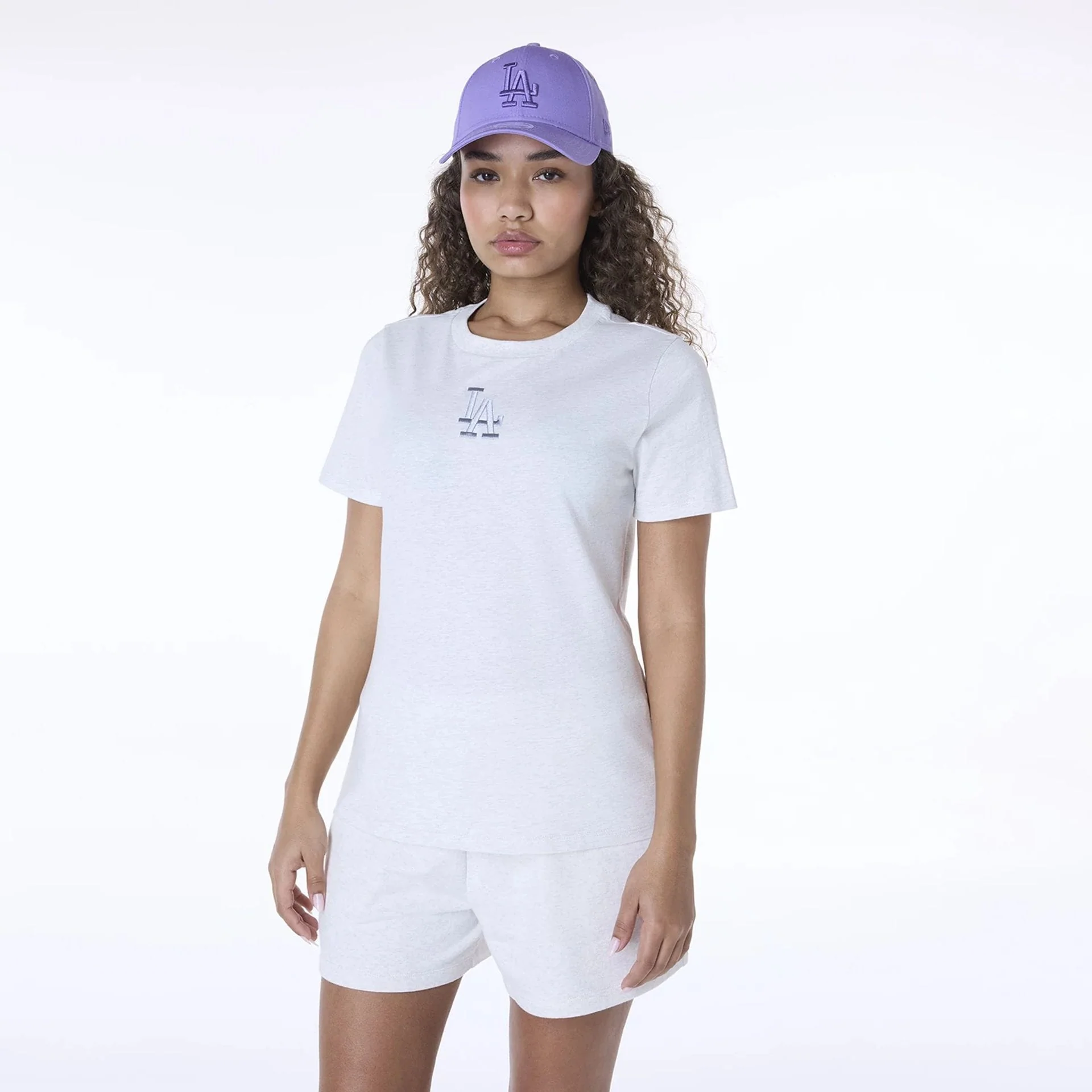 LA Dodgers Womens MLB League Essential Pastel Grey T-Shirt - Image 7