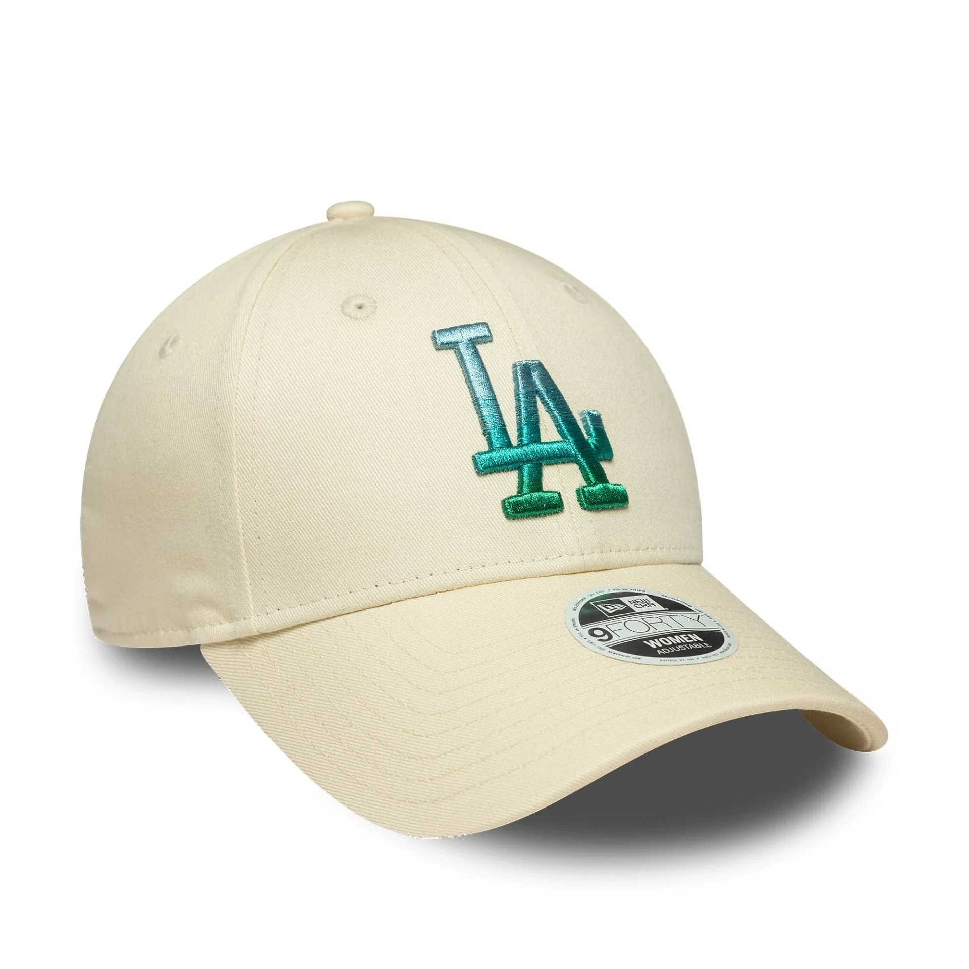 LA Dodgers Womens MLB Metallic Logo Cream 9FORTY Adjustable Cap - Image 3
