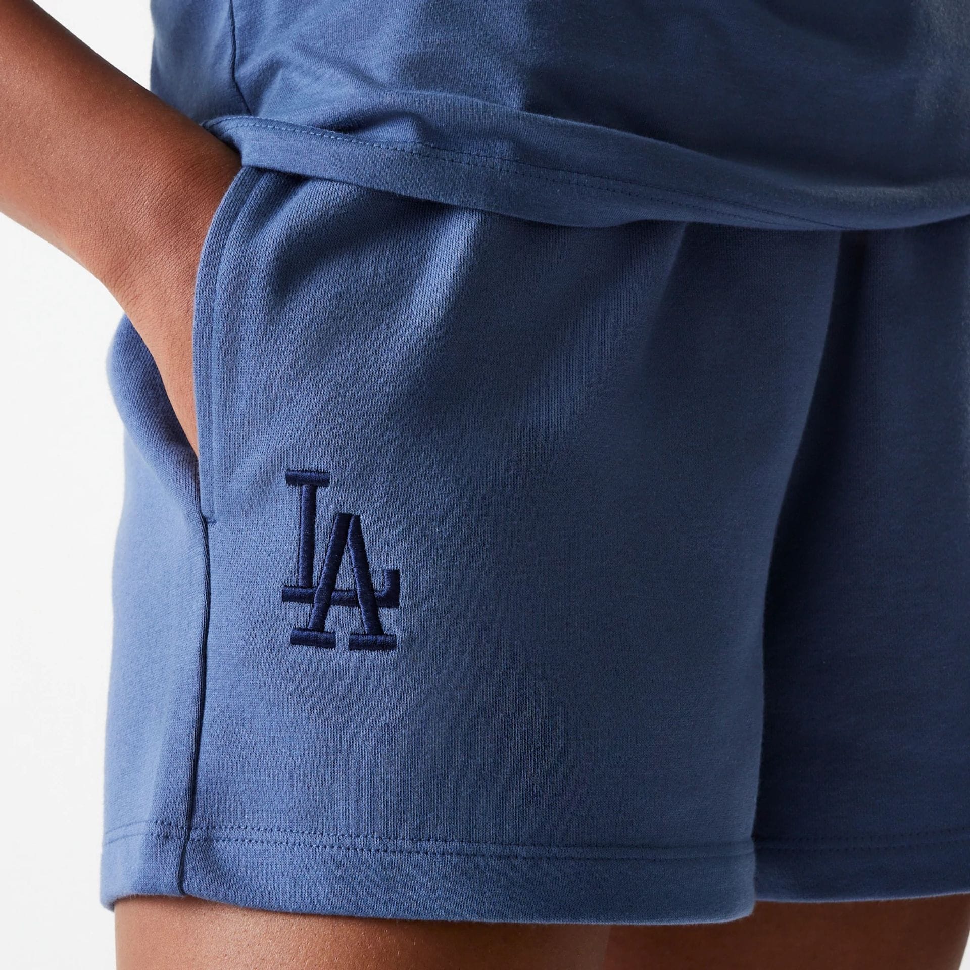 LA Dodgers Womens MLB Midi League Essential Dark Blue Shorts - Image 3