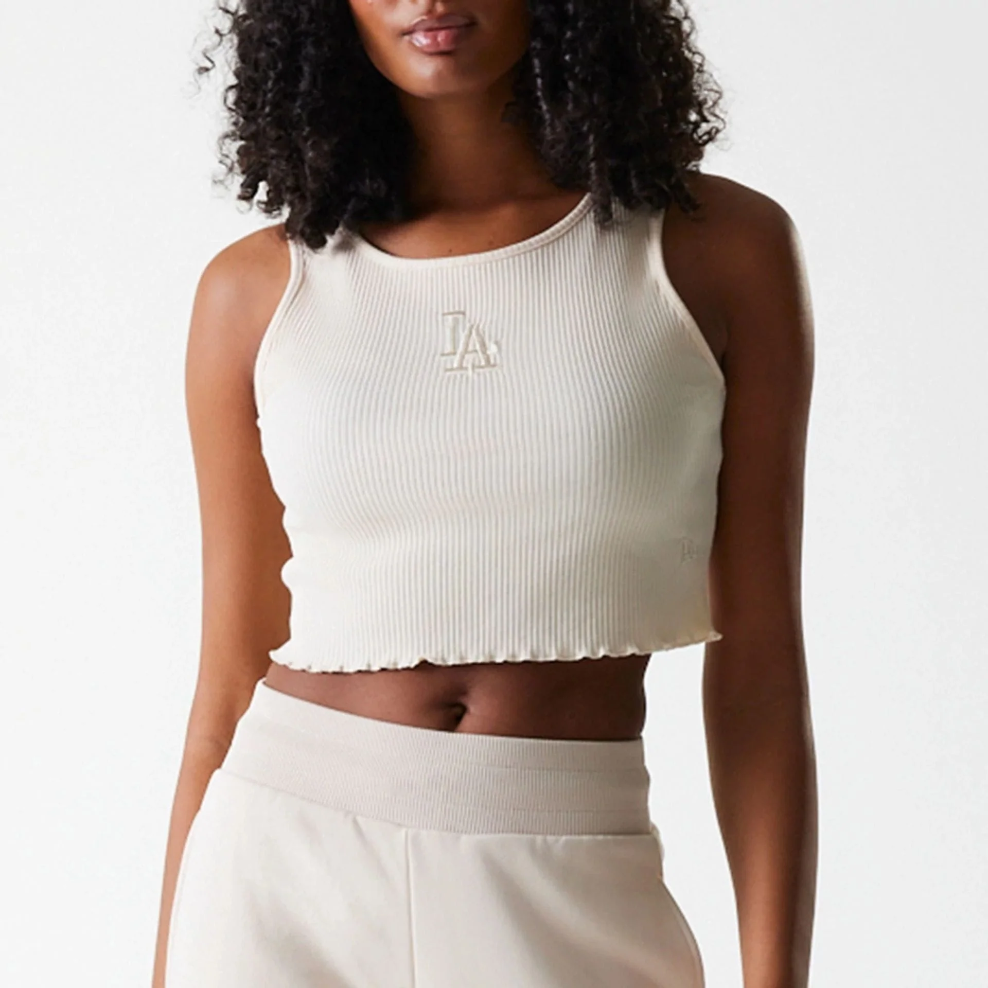 LA Dodgers Womens MLB Rib Light Beige Rib Tank Top - Image 5