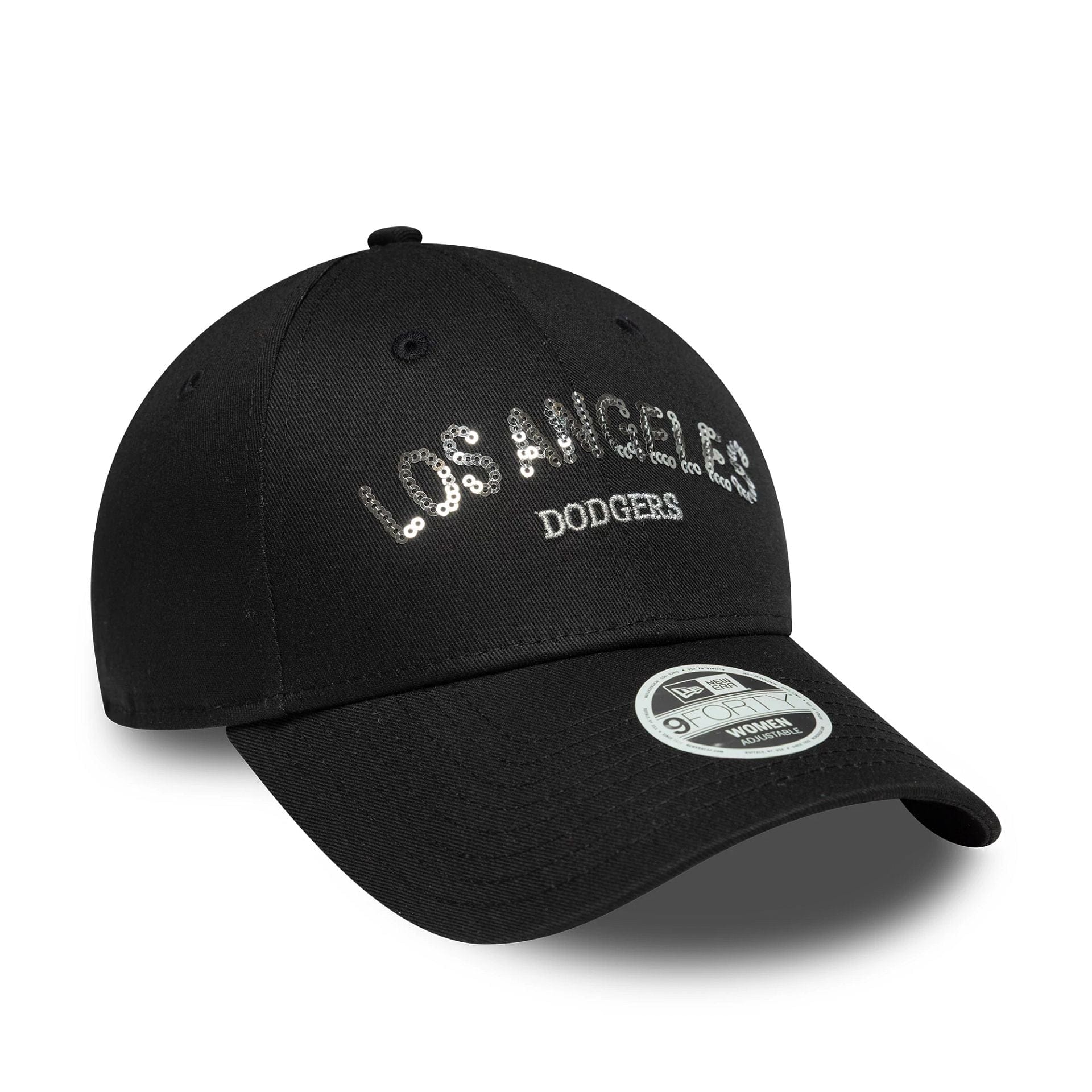 LA Dodgers Womens MLB Sequin Wordmark Black 9FORTY Cap - Image 3