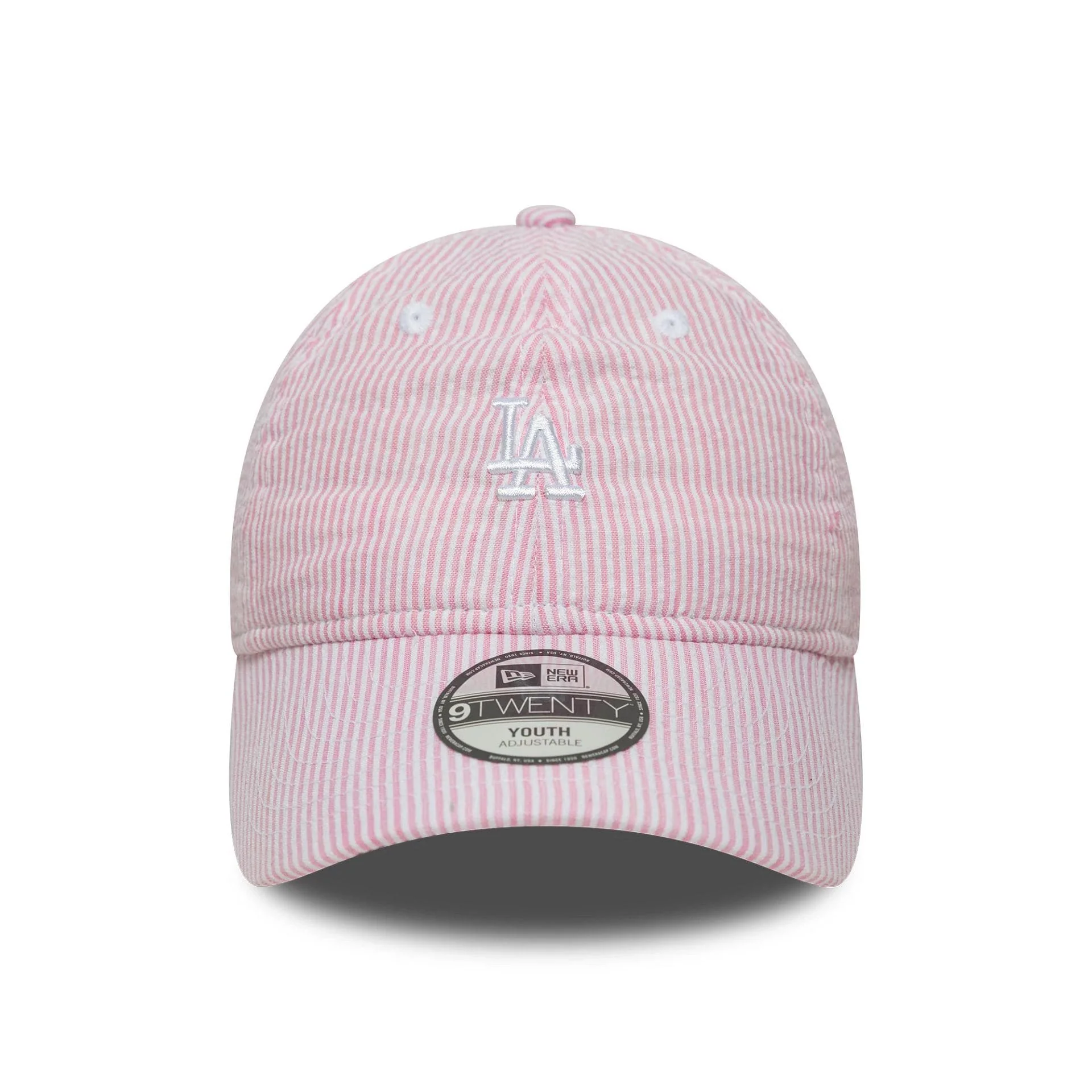 LA Dodgers Youth MLB Seersucker Pastel Pink 9TWENTY Adjustable Cap - Image 2