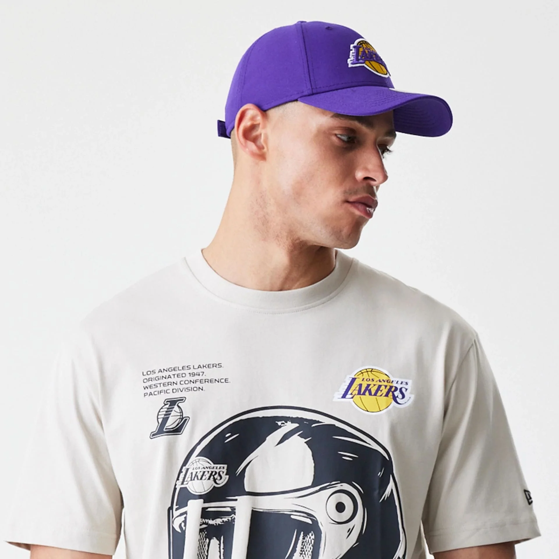 LA Lakers Modern Driver Light Beige T-Shirt - Image 3