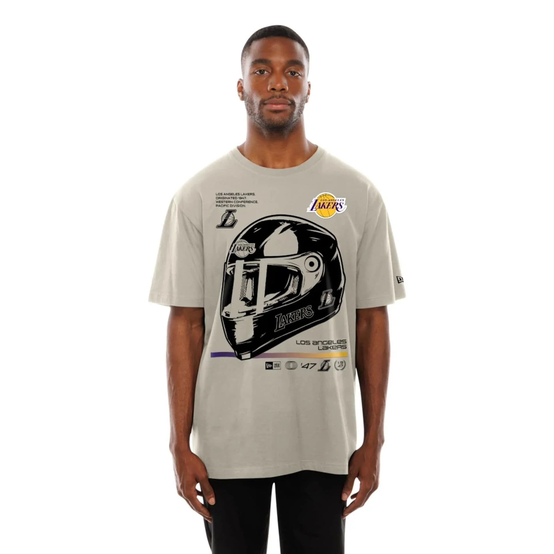LA Lakers Modern Driver Light Beige T-Shirt - Image 6