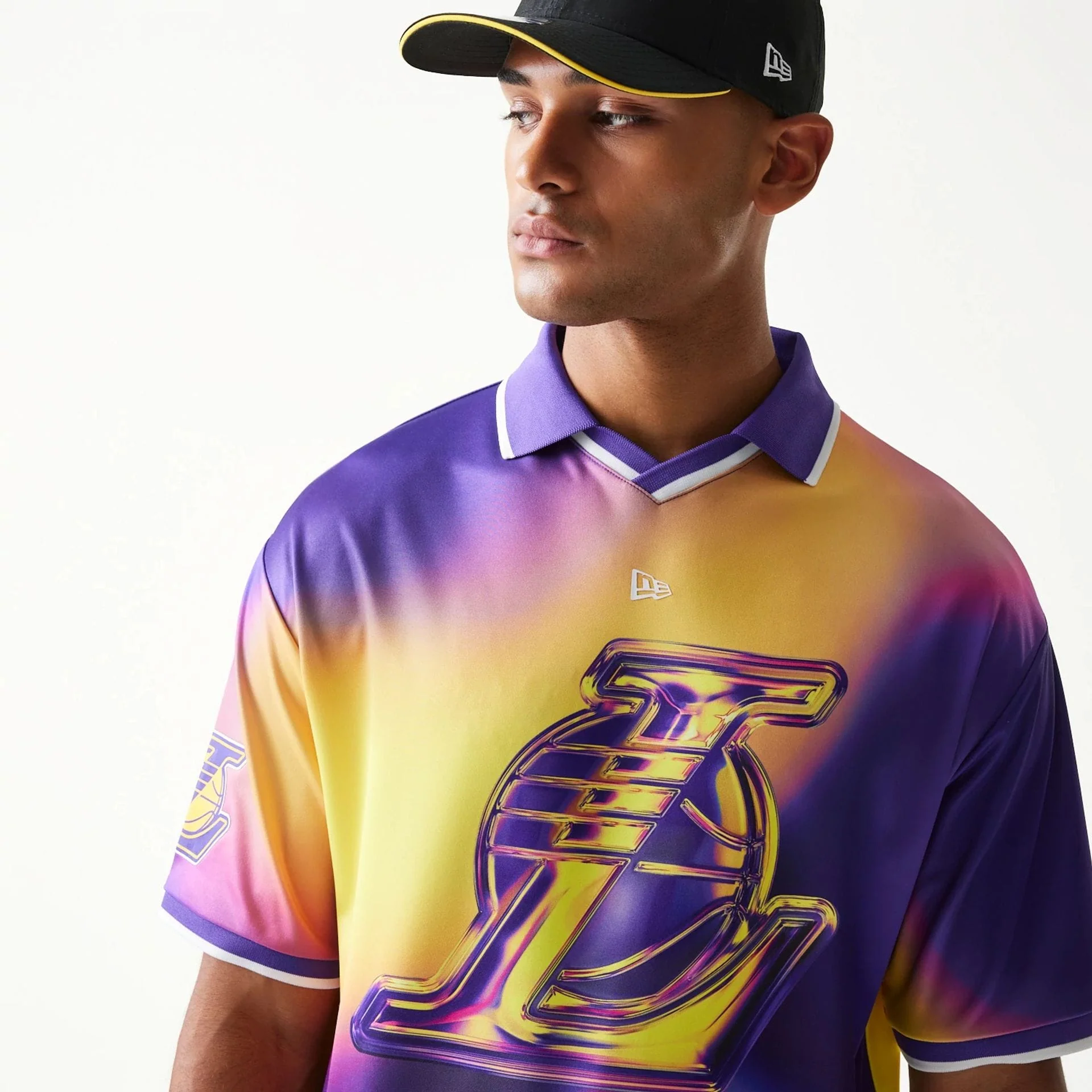 LA Lakers NBA All Over Print Purple T-Shirt - Image 4