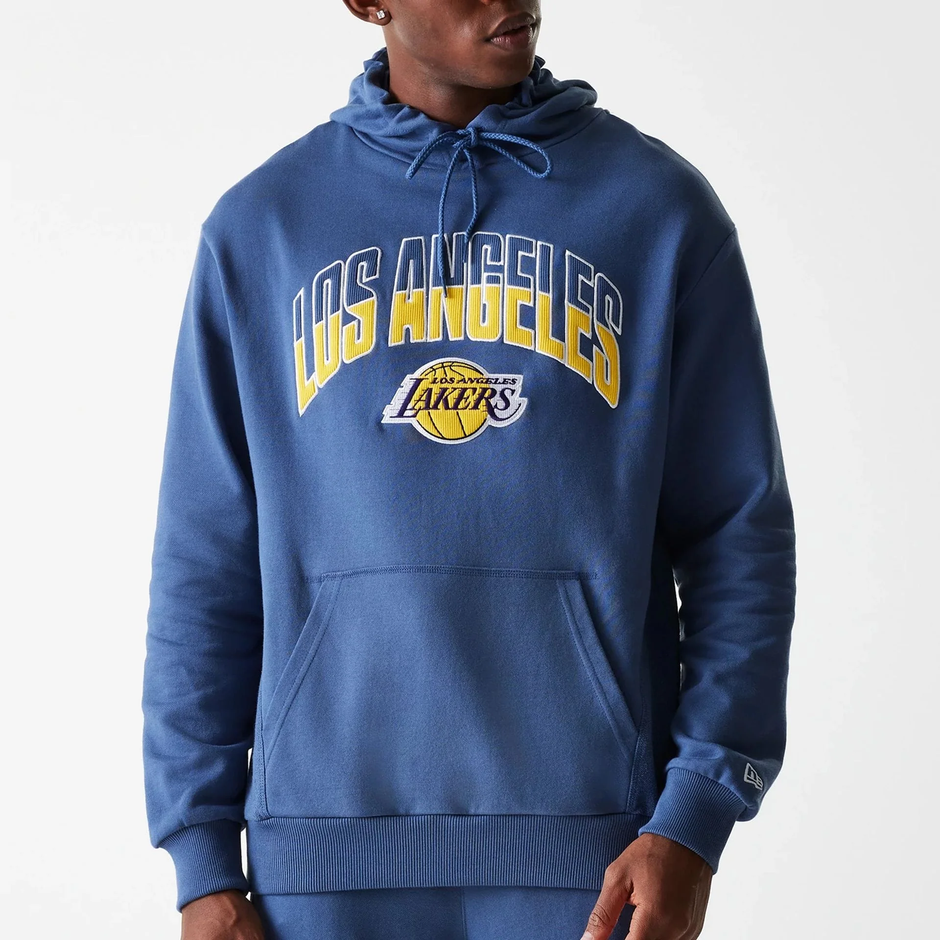 LA Lakers NBA Arch Graphic Dark Blue Oversized Pullover Hoodie - Image 5