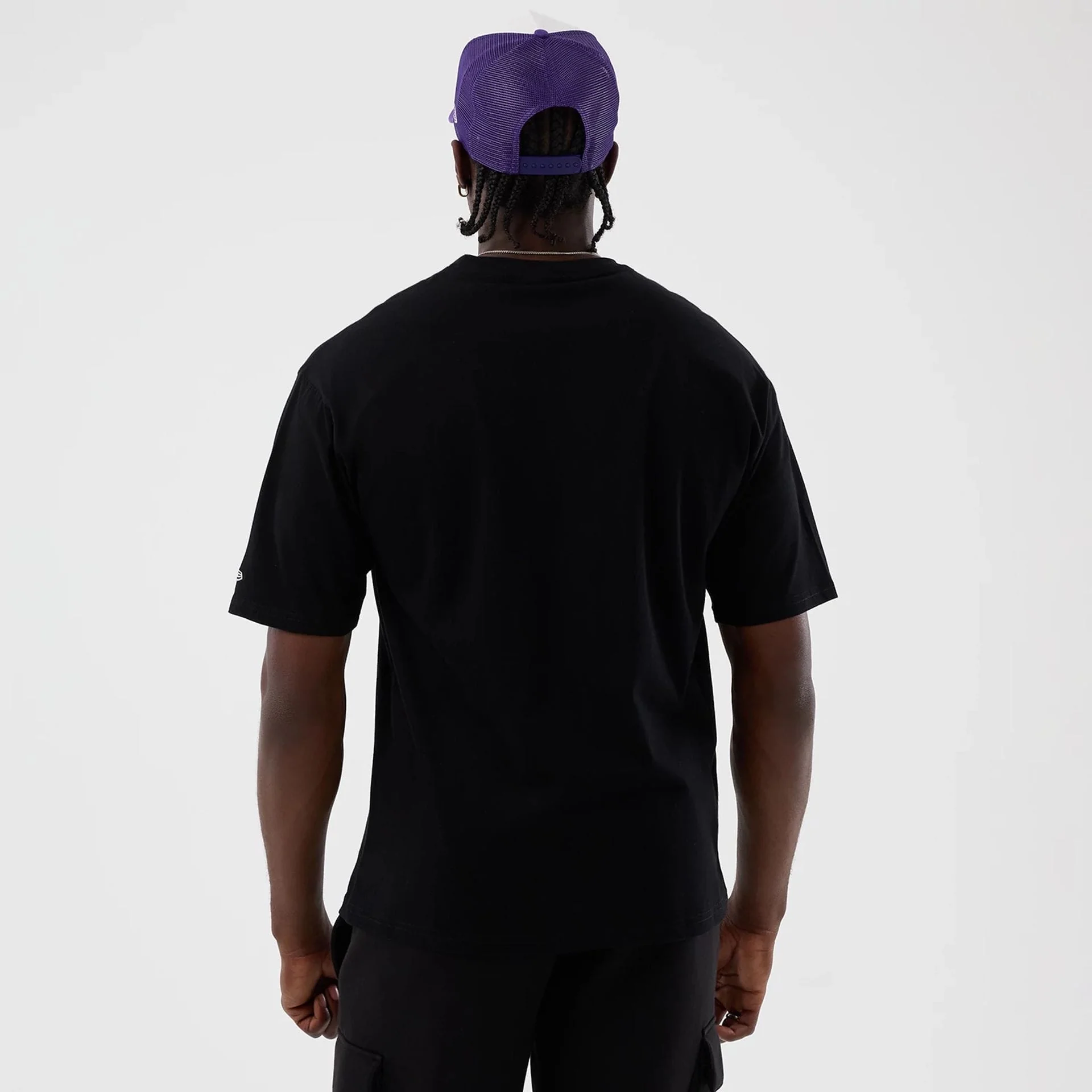 LA Lakers NBA Basketball Graphic Black Oversized T-Shirt - Image 2