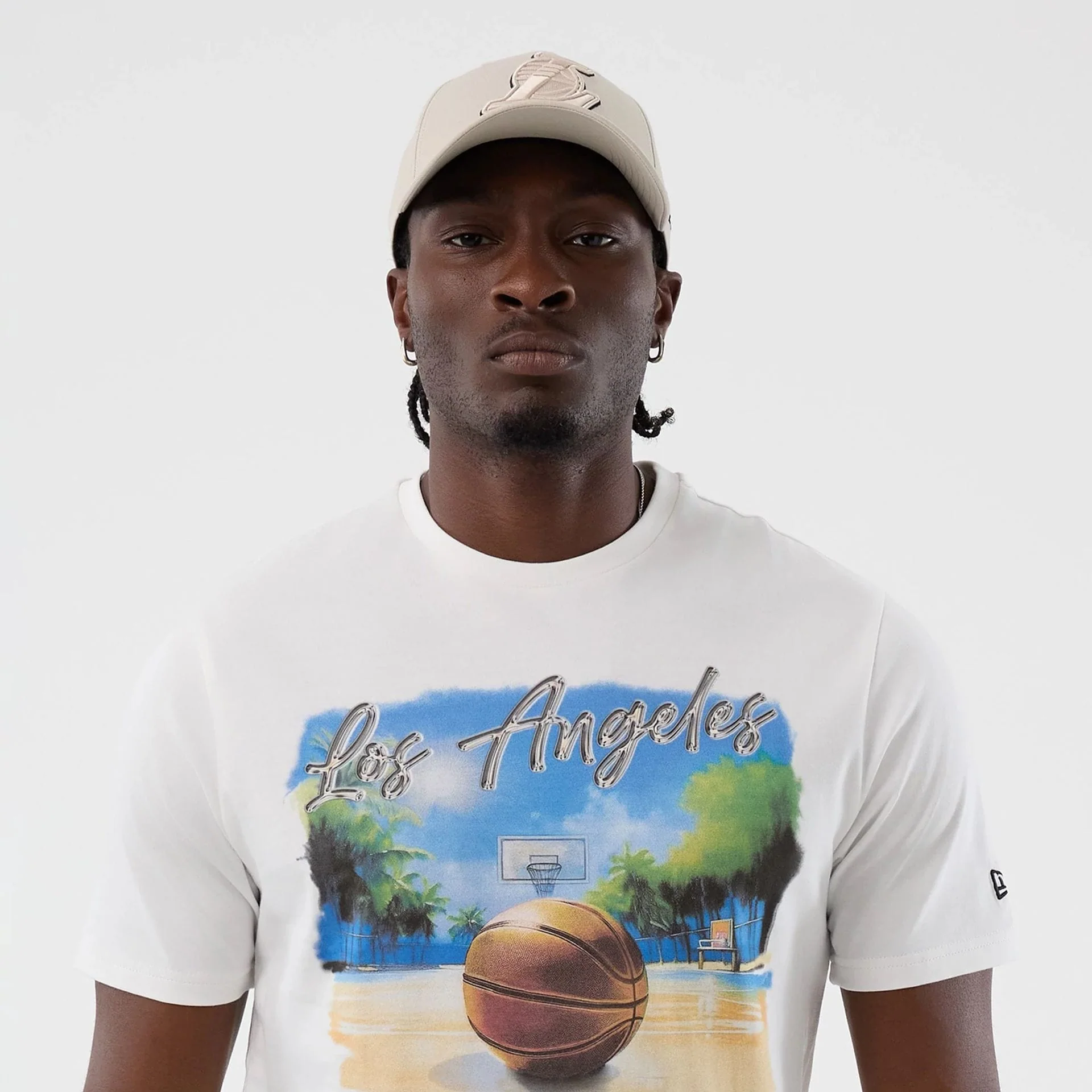 LA Lakers NBA Beach Graphic White T-Shirt - Image 5