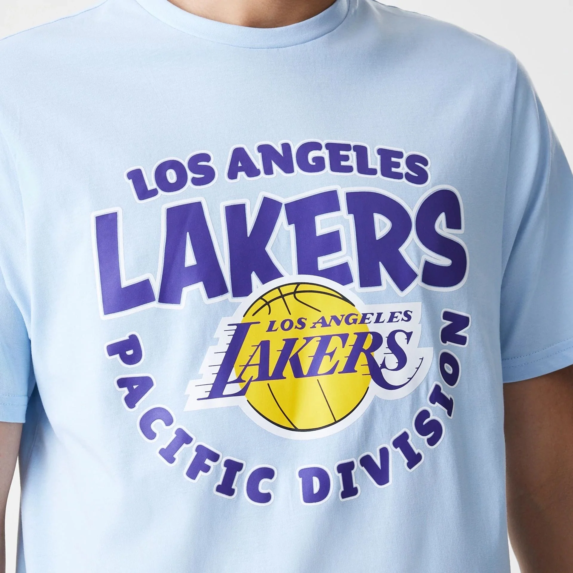 LA Lakers NBA Bubble Wordmark Pastel Blue T-Shirt - Image 4