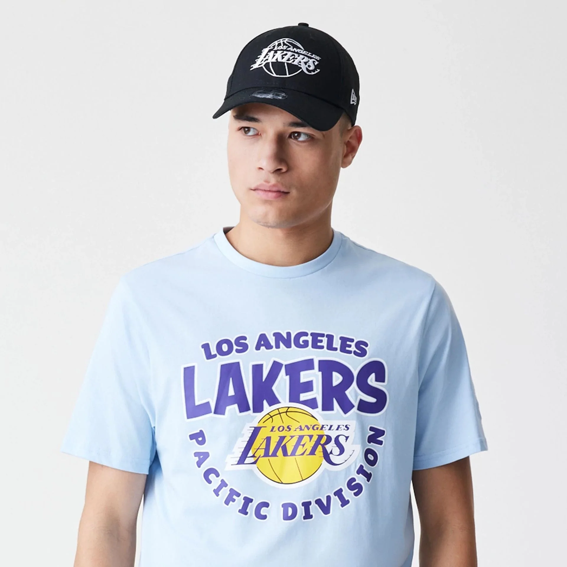 LA Lakers NBA Bubble Wordmark Pastel Blue T-Shirt - Image 6