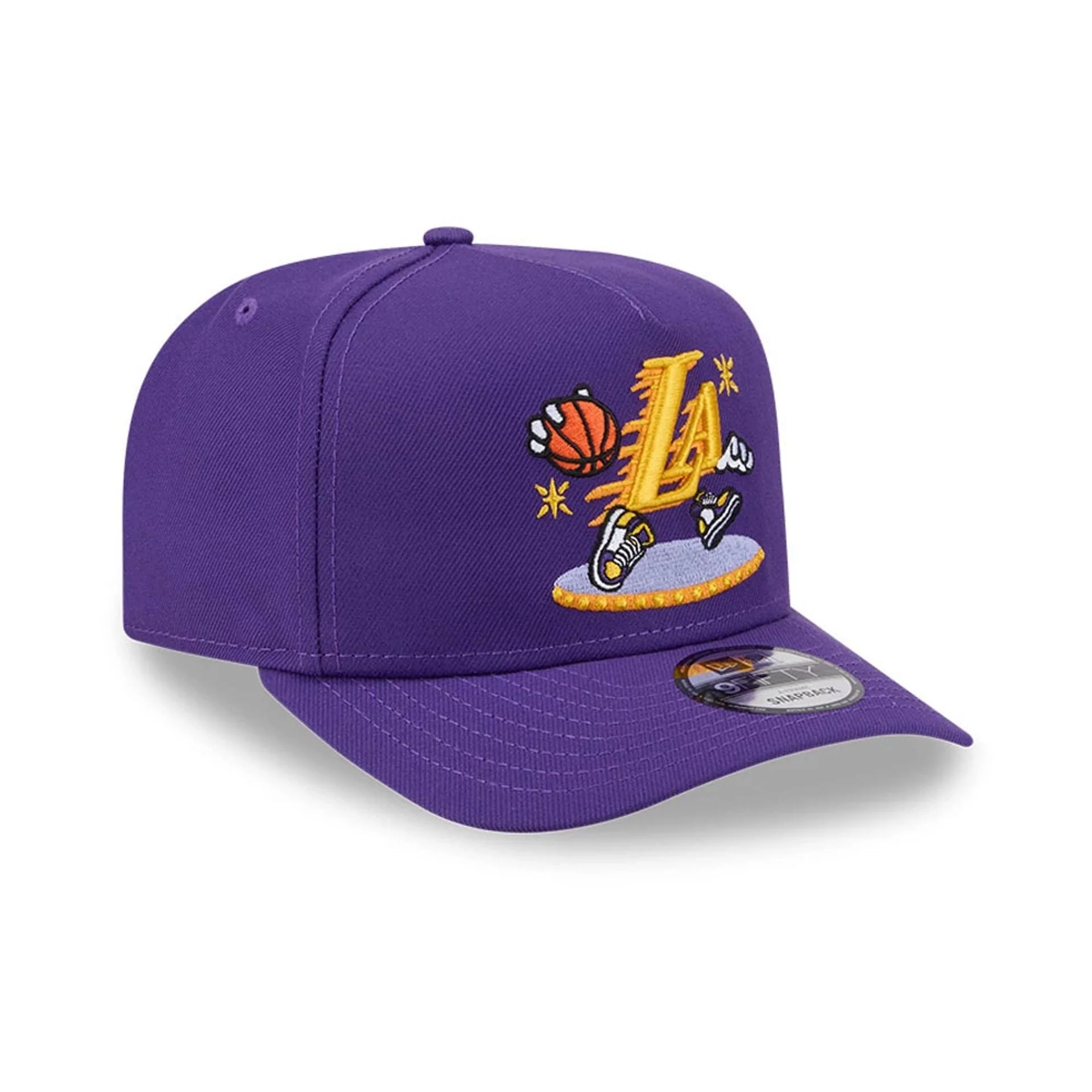 LA Lakers NBA Cartoon Purple 9FIFTY A-Frame Snapback Adjustable Cap - Image 4