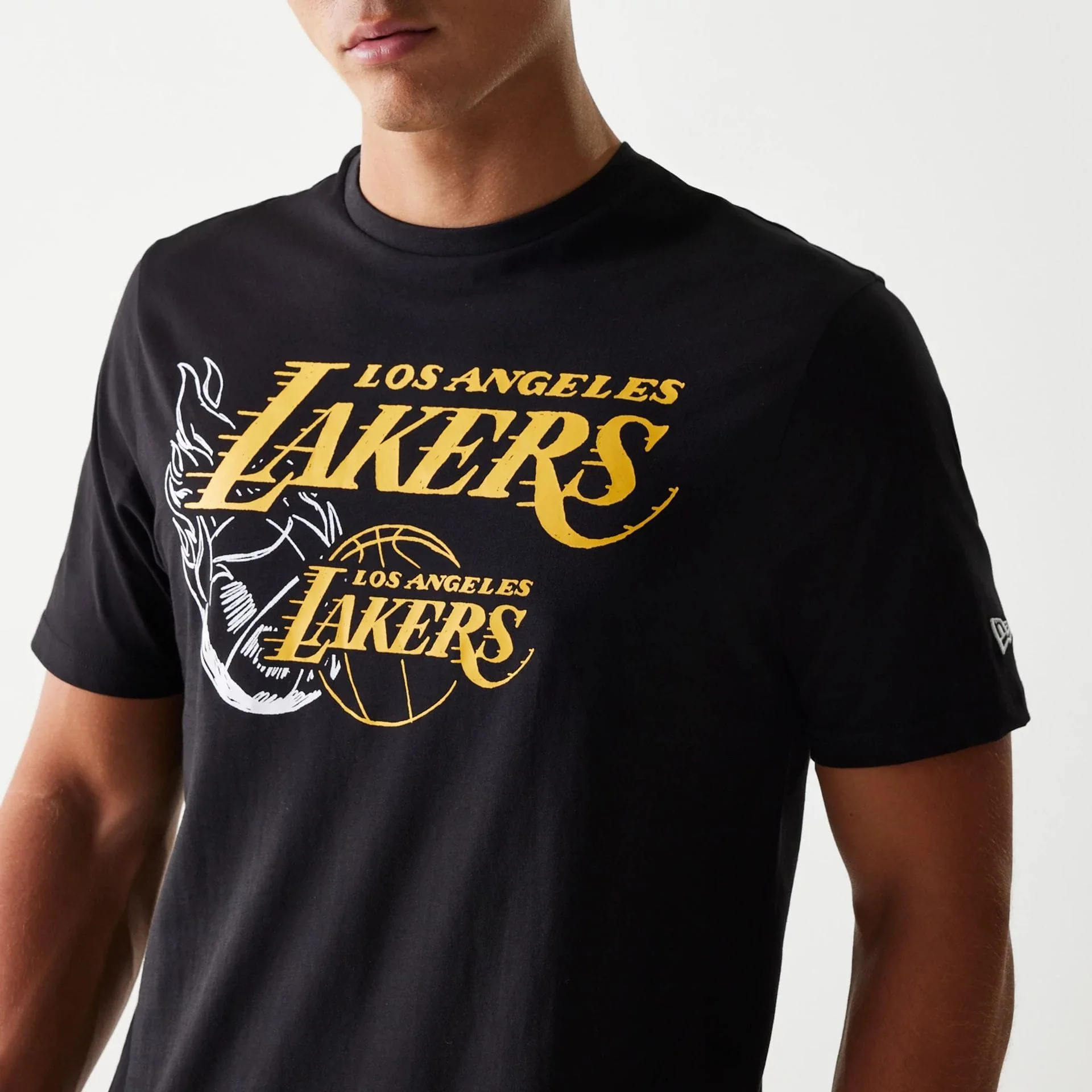 LA Lakers NBA Flame Graphic Black T-Shirt - Image 3
