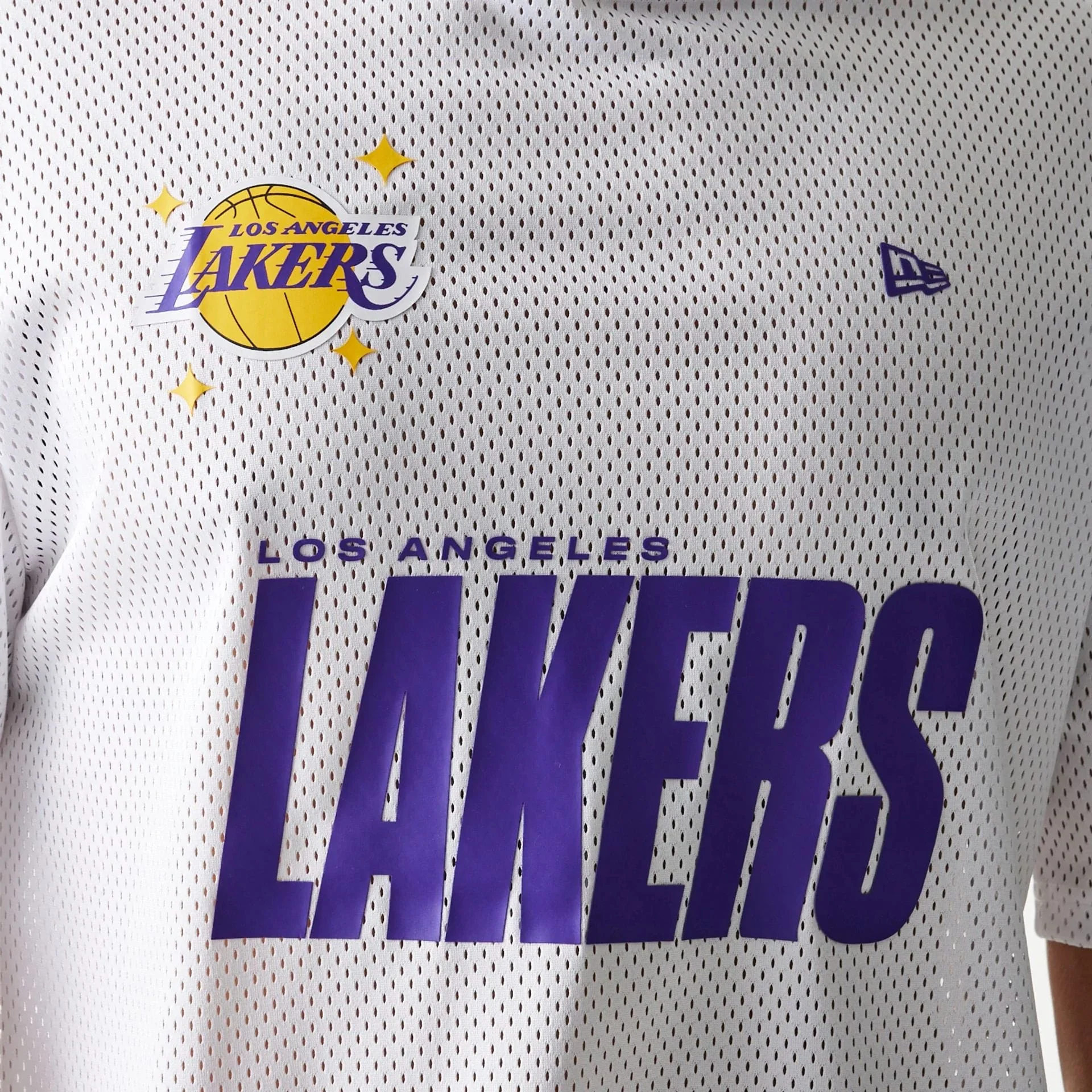 LA Lakers NBA Graphic Mesh White T-Shirt - Image 4