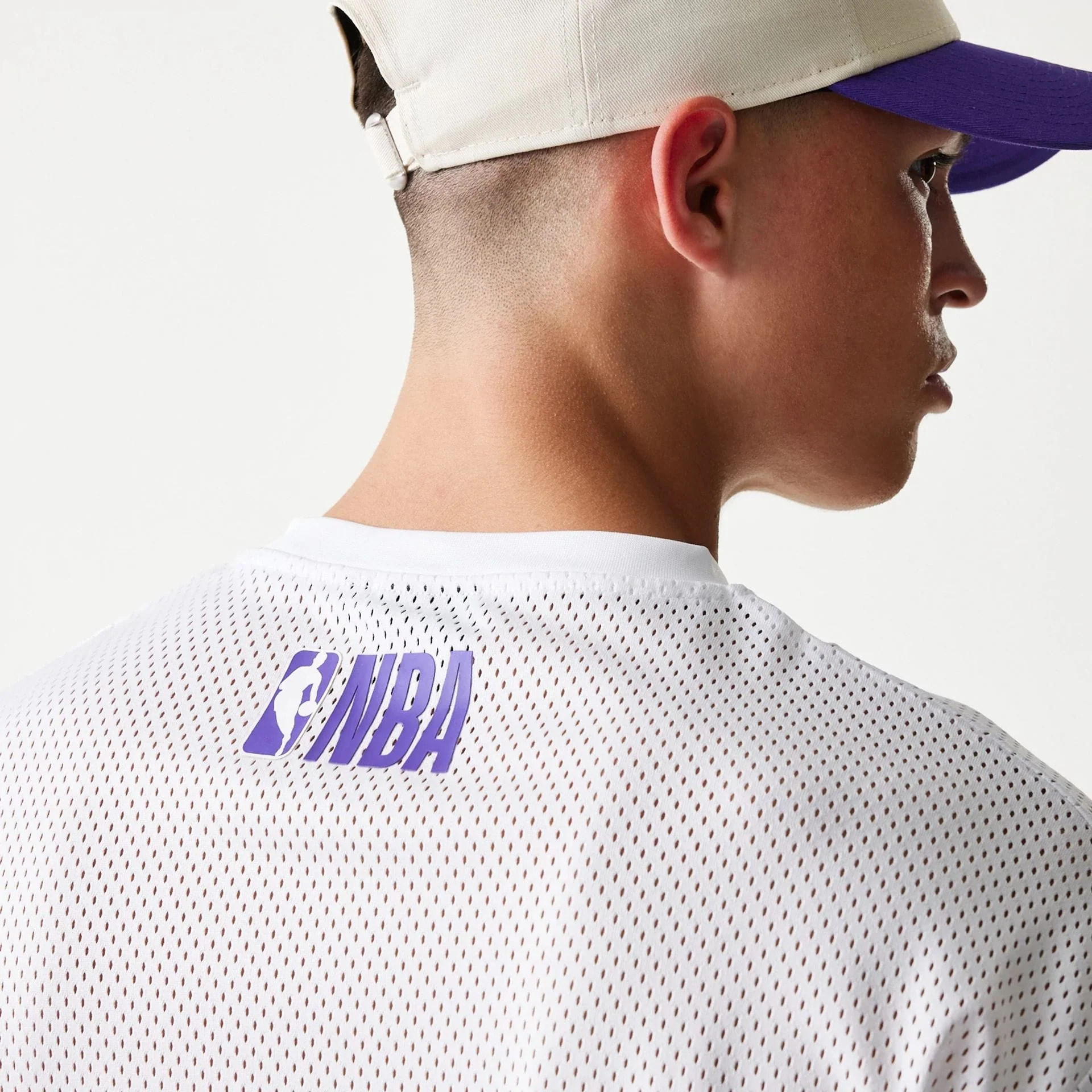 LA Lakers NBA Graphic Mesh White T-Shirt - Image 6