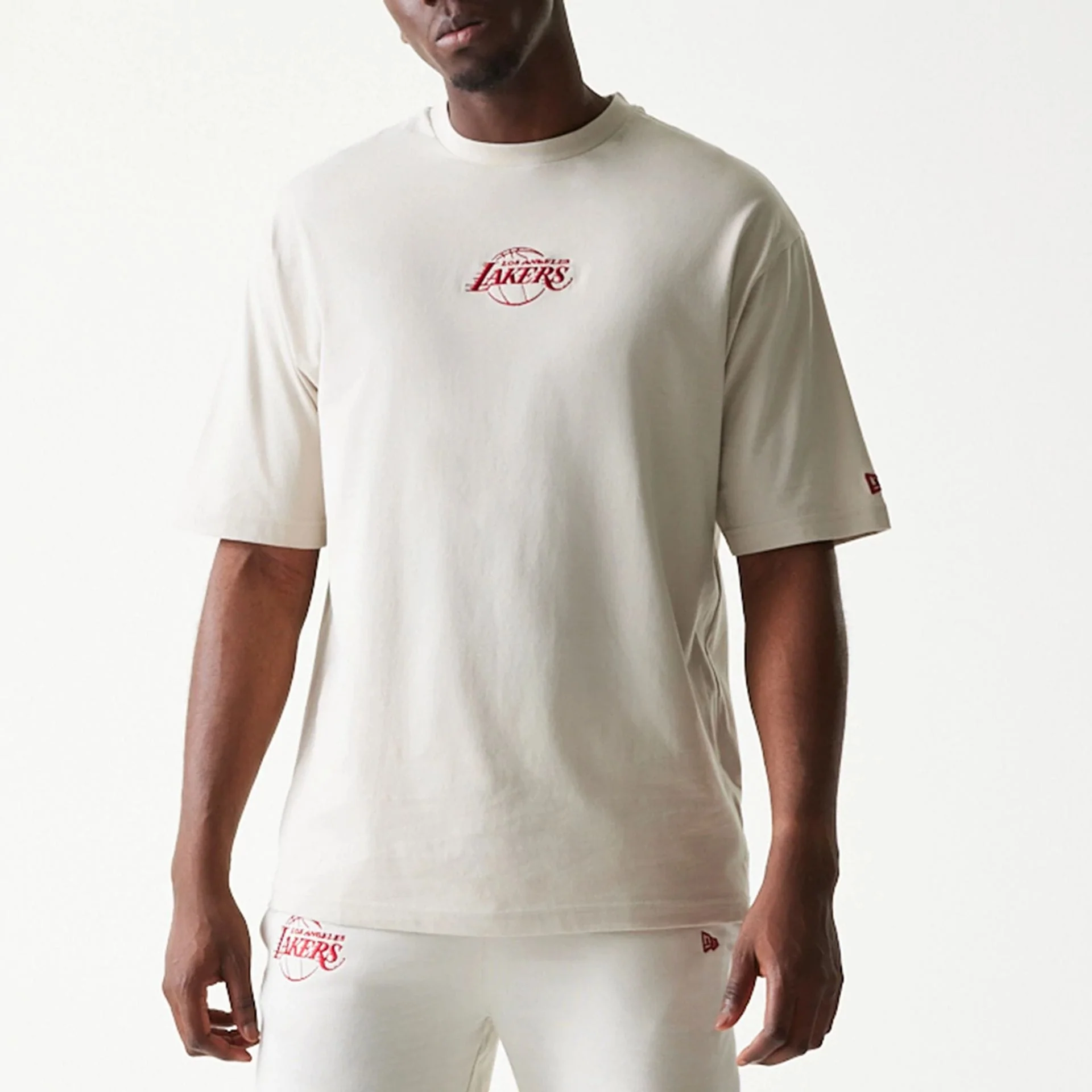 LA Lakers NBA League Essential Cream Oversized T-Shirt - Image 3