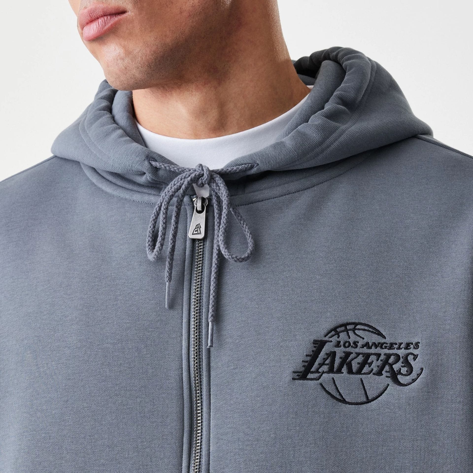 LA Lakers NBA Linear Dark Grey Oversized Full Zip Hoodie - Image 6