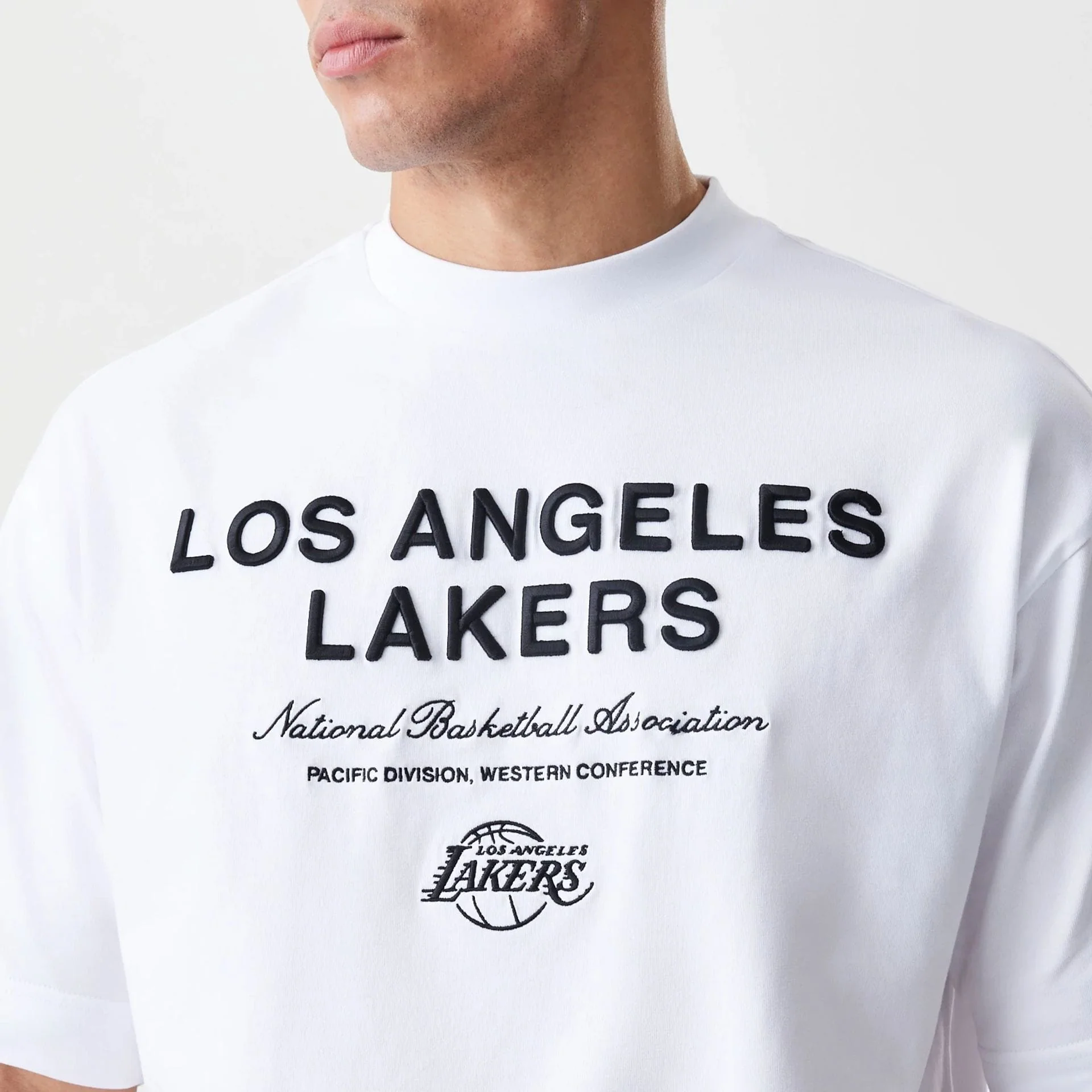 LA Lakers NBA Linear White T-Shirt - Image 5