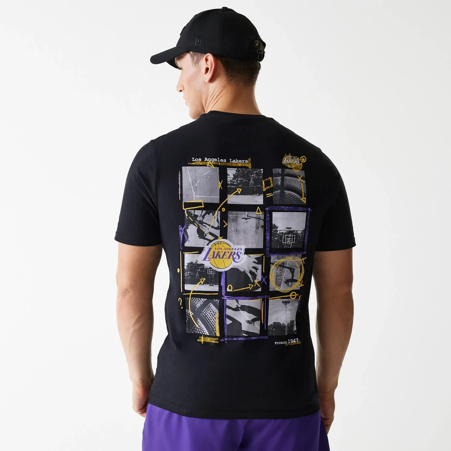 LA Lakers NBA Photographic Print Black T-Shirt - Image 2