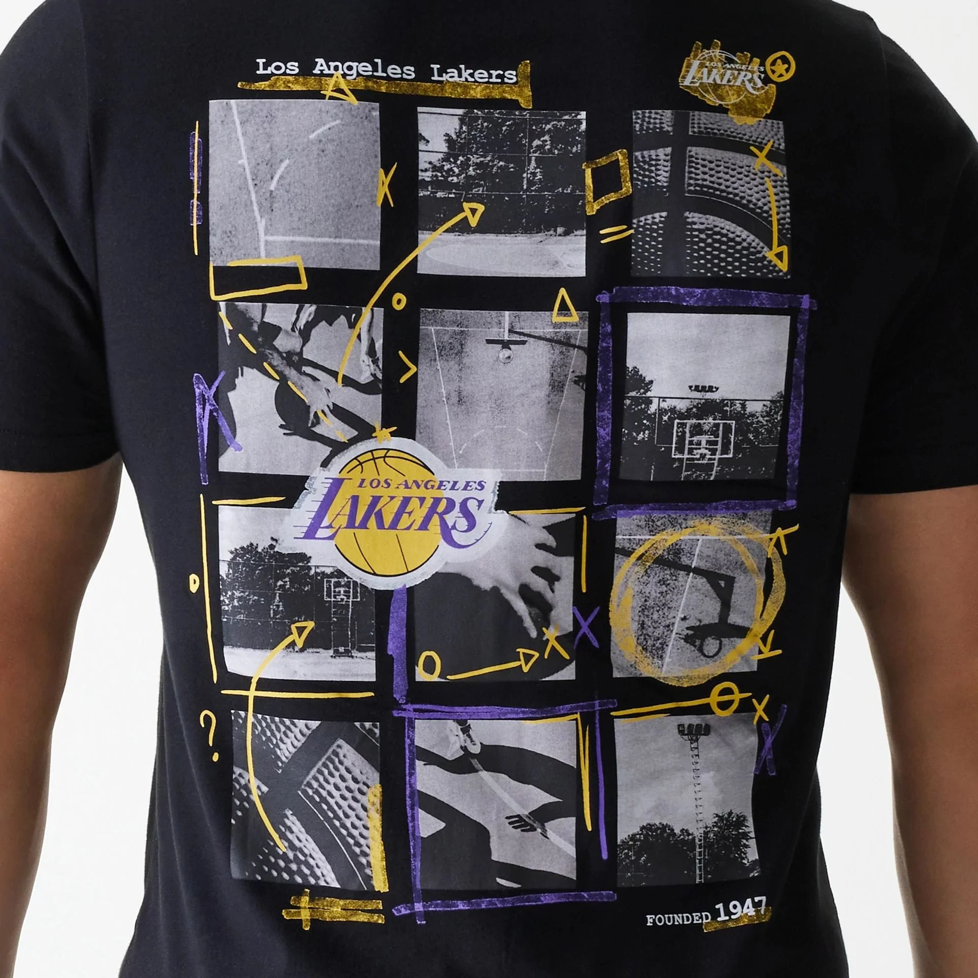 LA Lakers NBA Photographic Print Black T-Shirt - Image 6